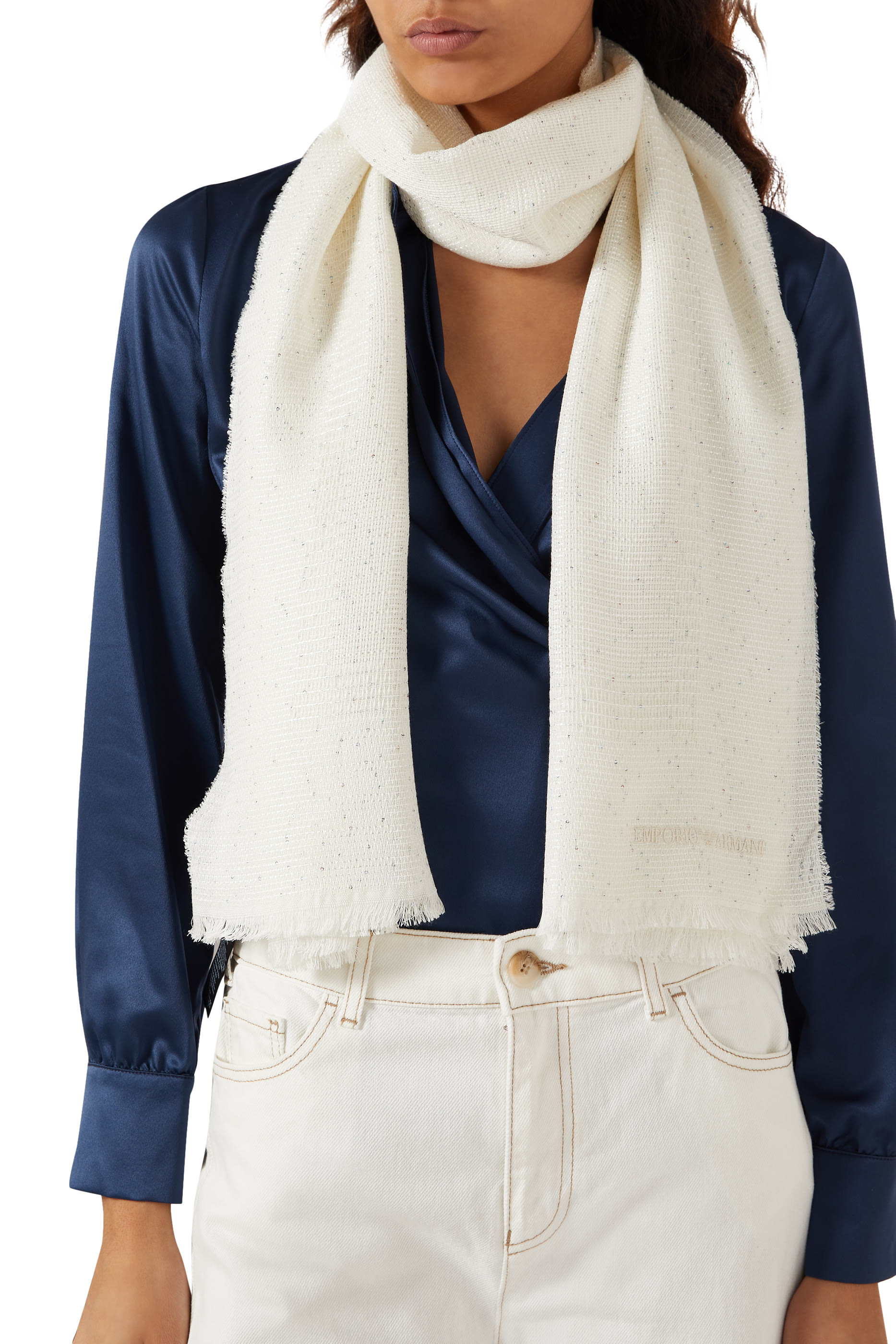 Embroidered Logo Sequin Stole