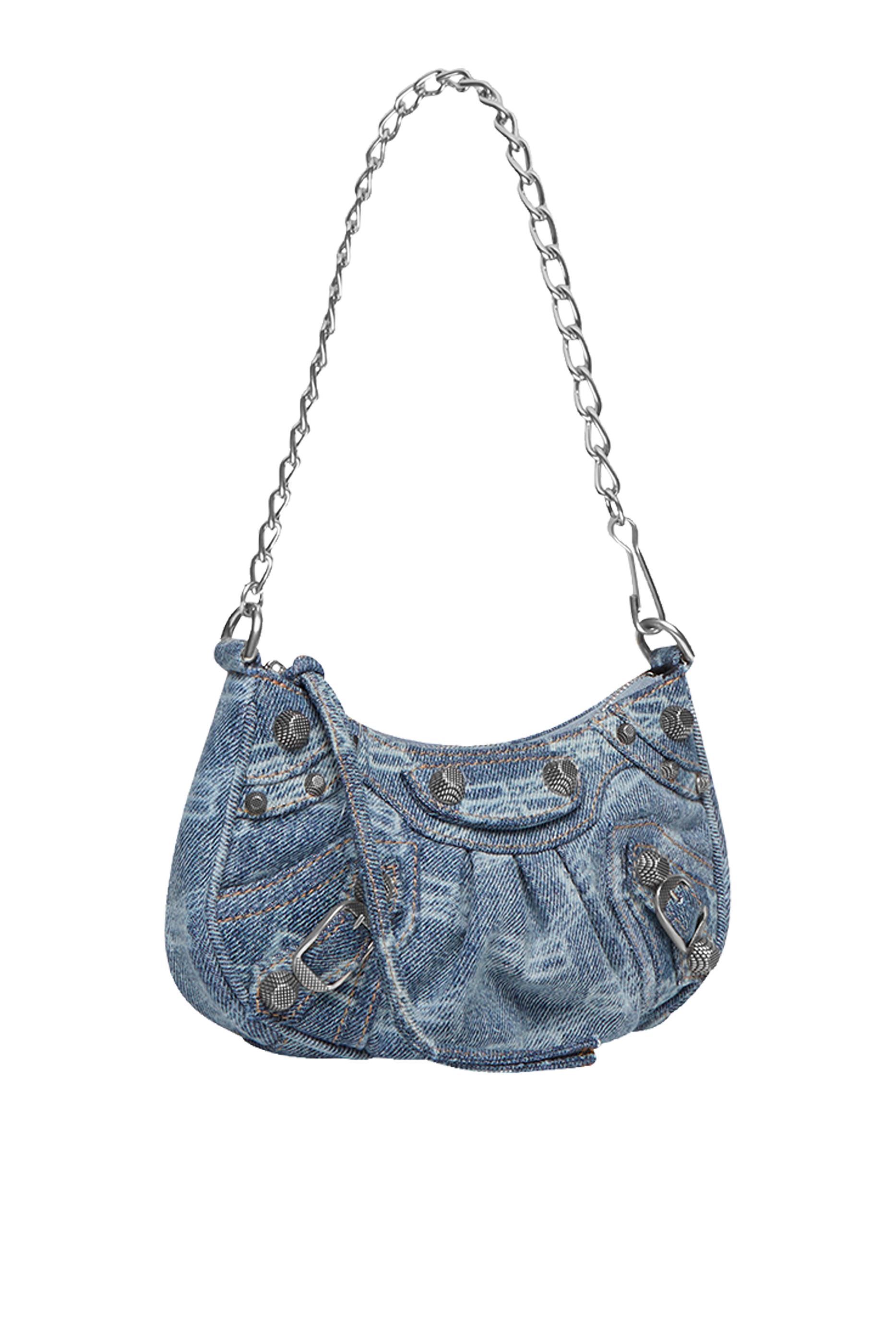 Le Cagole Denim Mini Purse With Chain