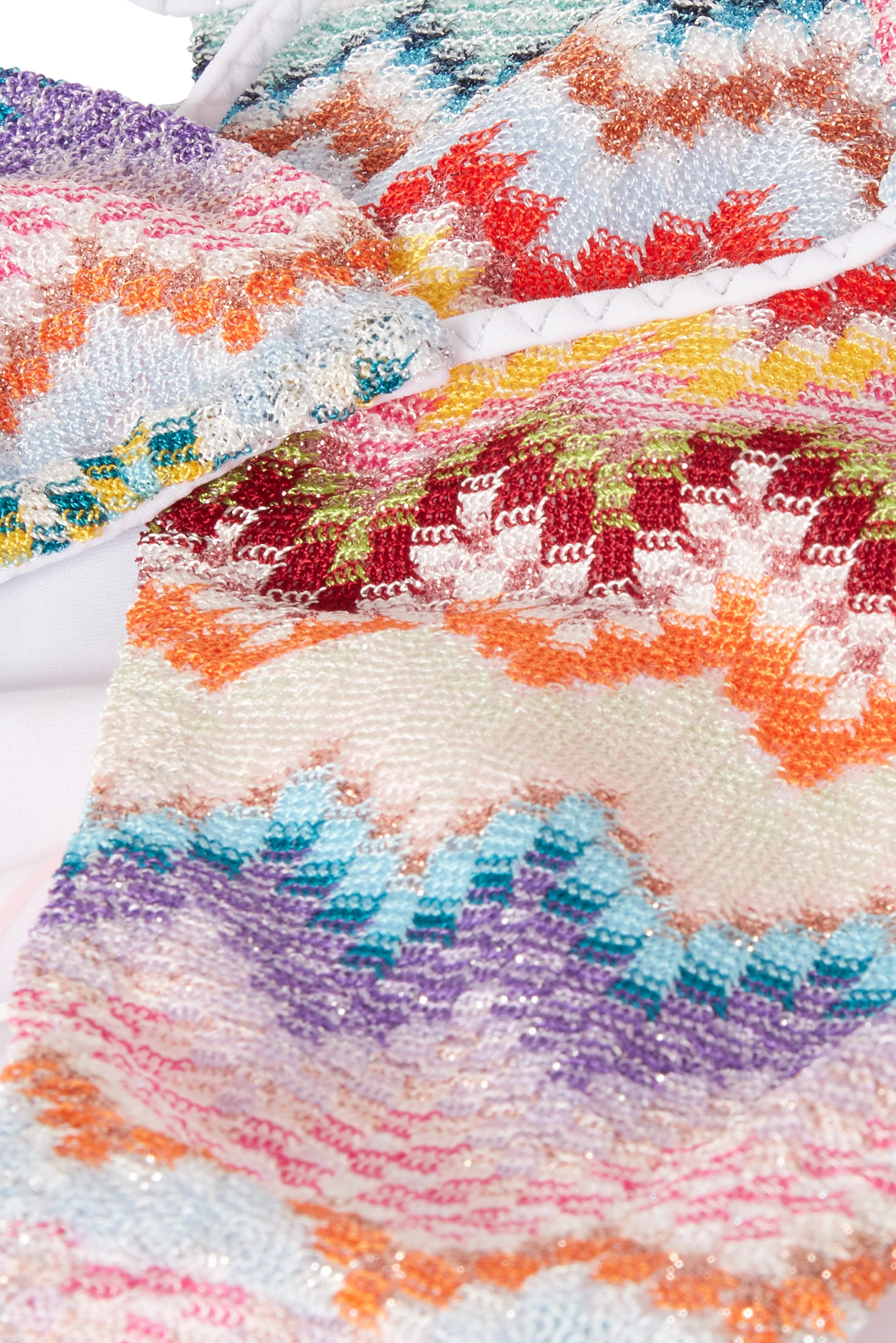 Mare Striped Metallic Crochet-Knit Triangle Bikini Set