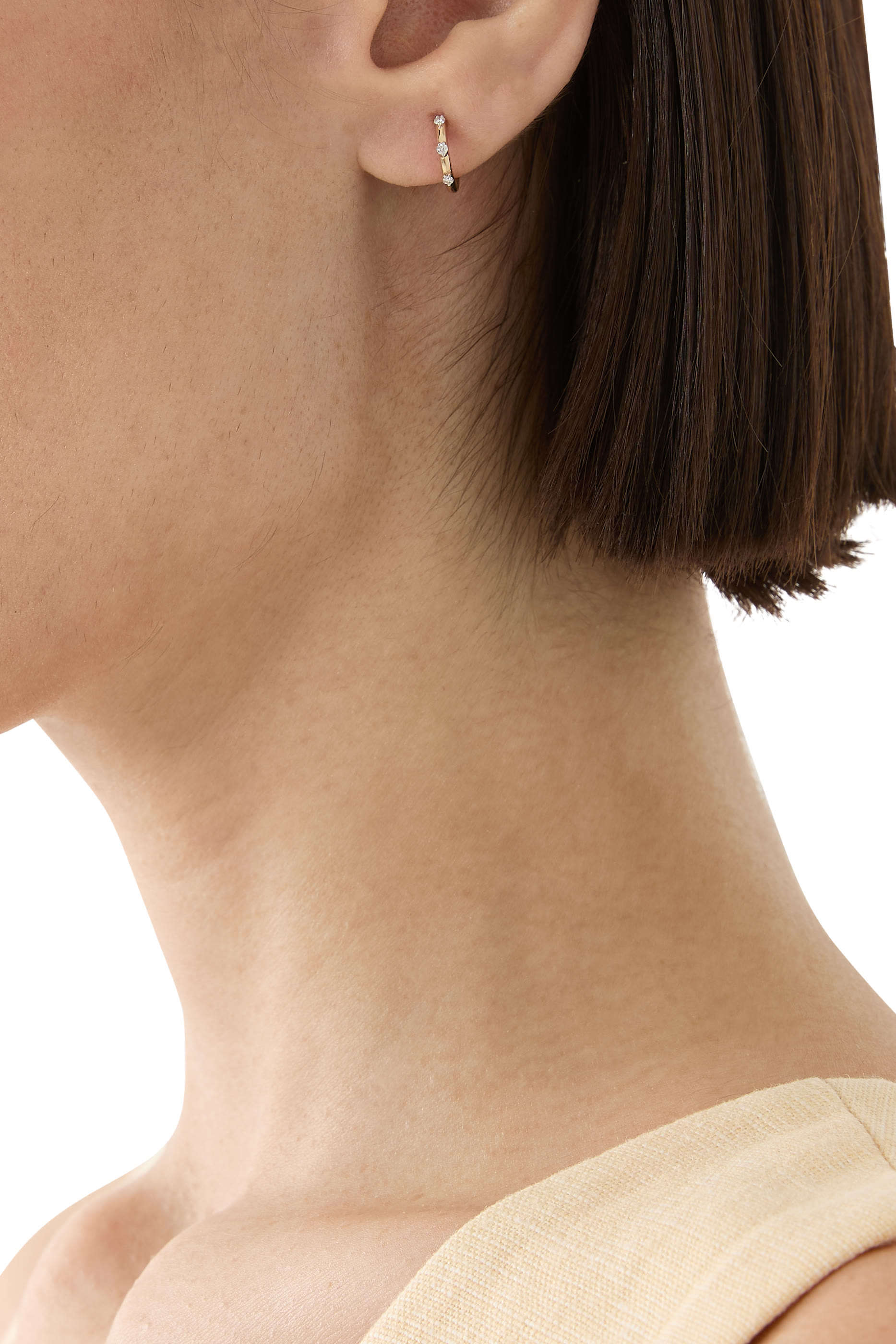 Fine Diamond Studded Huggies, 14k Gold & Diamonds