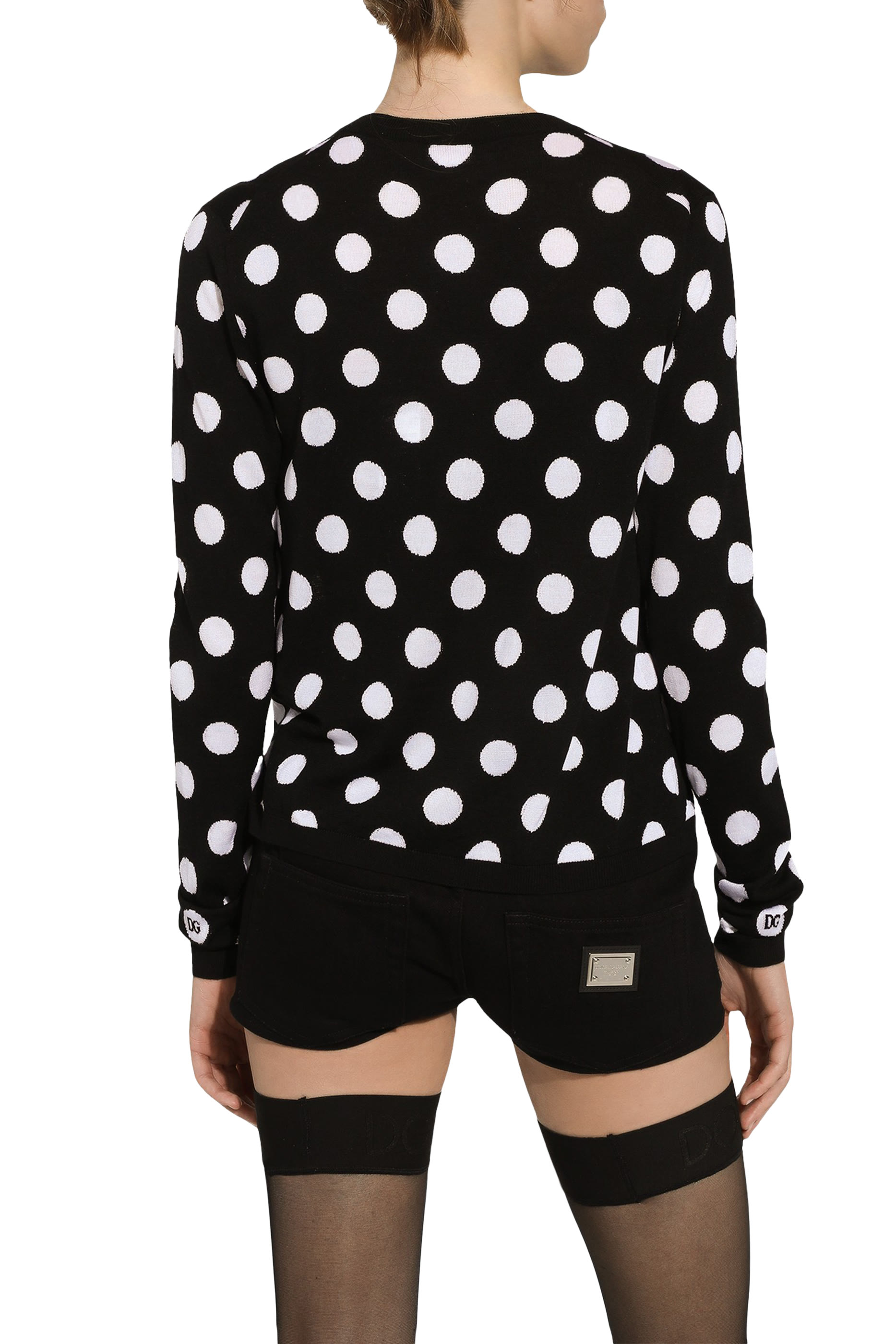 Polka-Dot Wool and Silk Cardigan