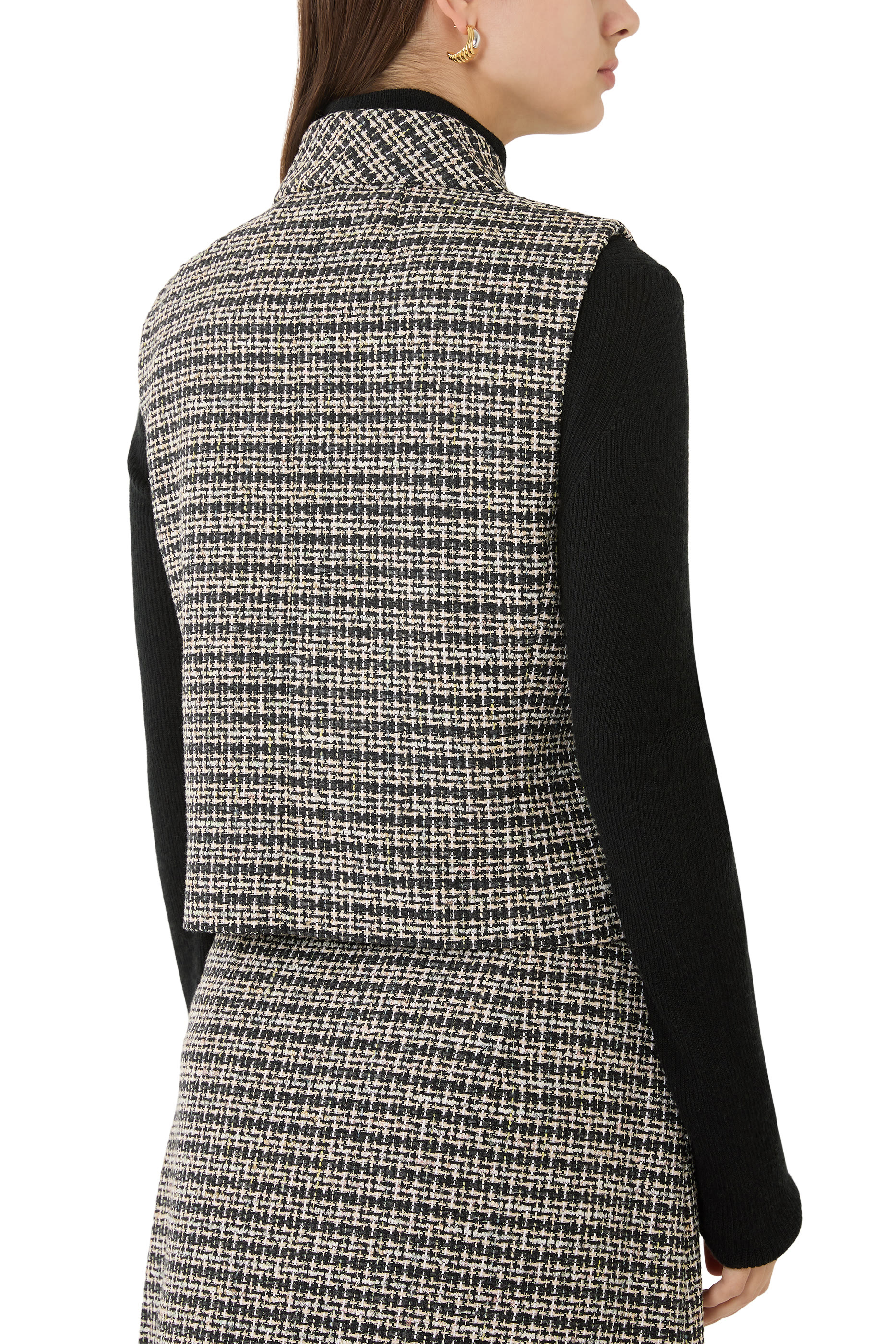 Collared Vest in Stripe Tweed