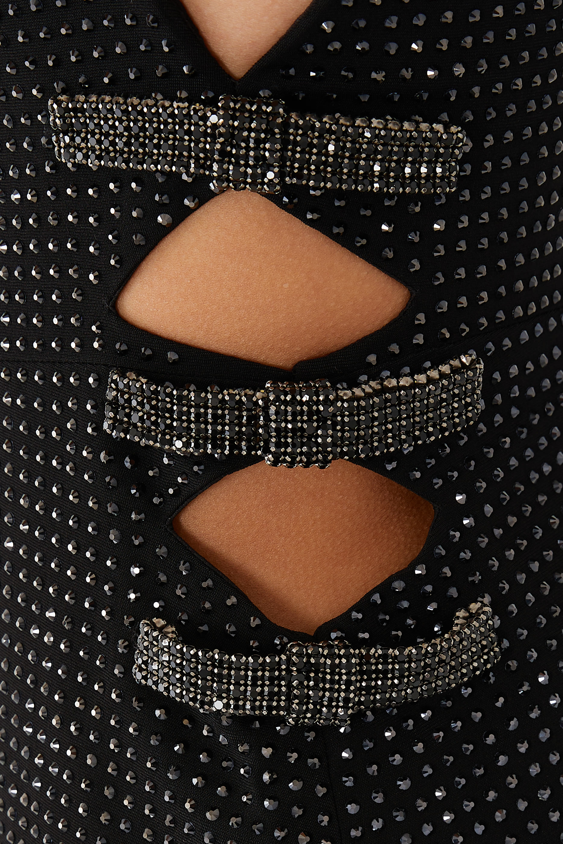 Rhinestone Crepe Mini Dress