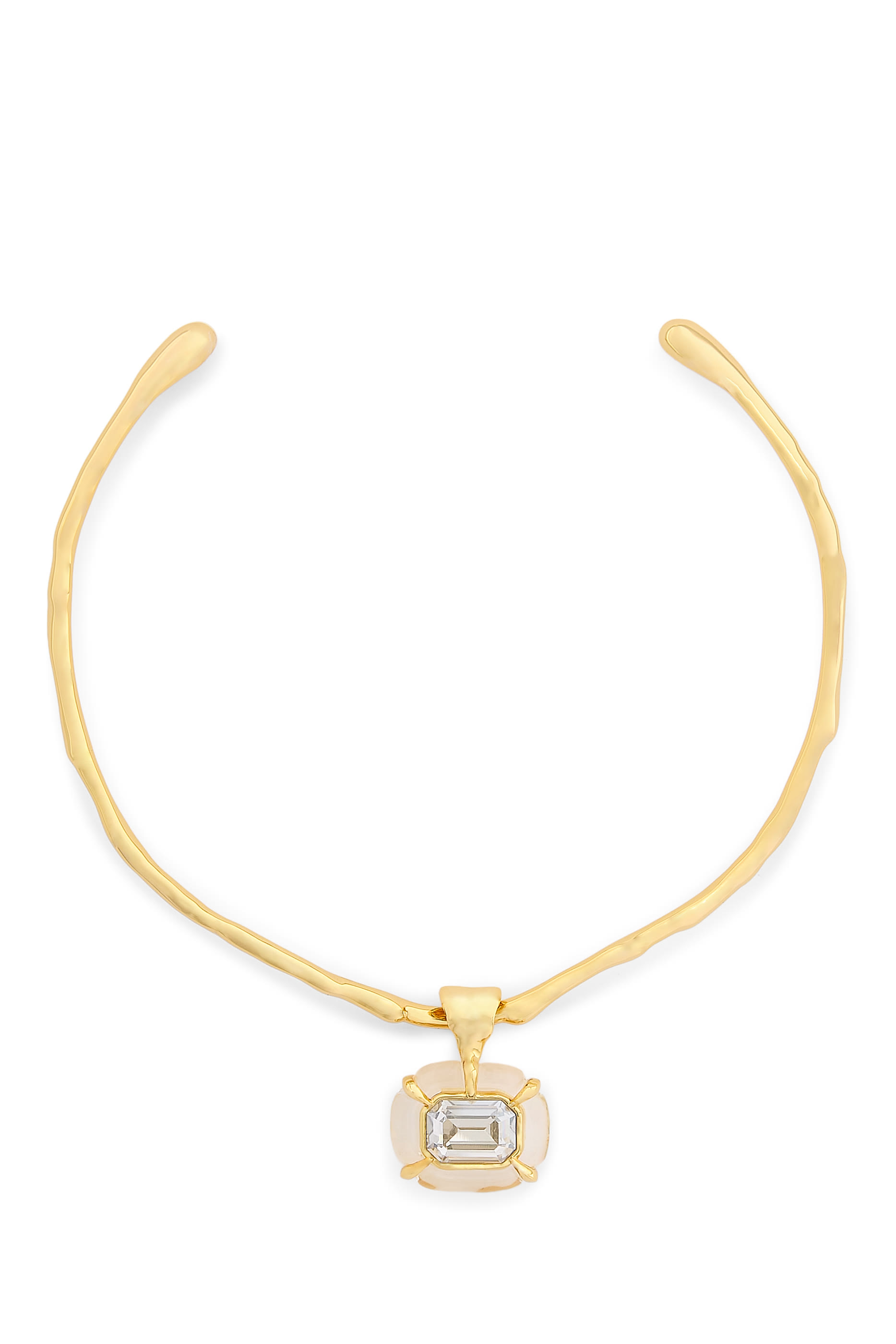 Liquid Lucite Jeweled Crystal Collar, 14K Gold Plated Brass, Lucite & Crystal