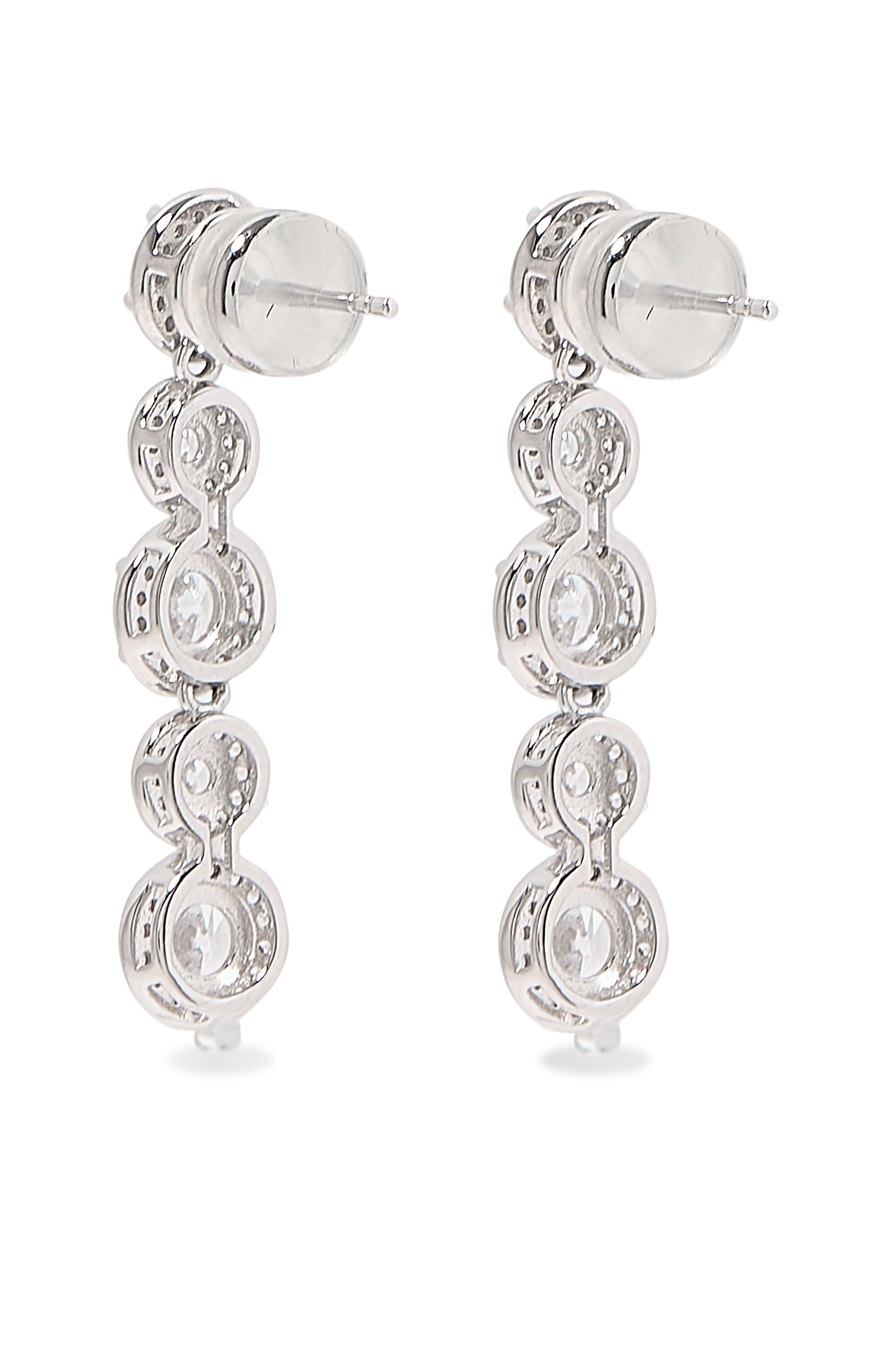 Bezel Drop Earrings, 14K White Gold & Cubic Zirconia