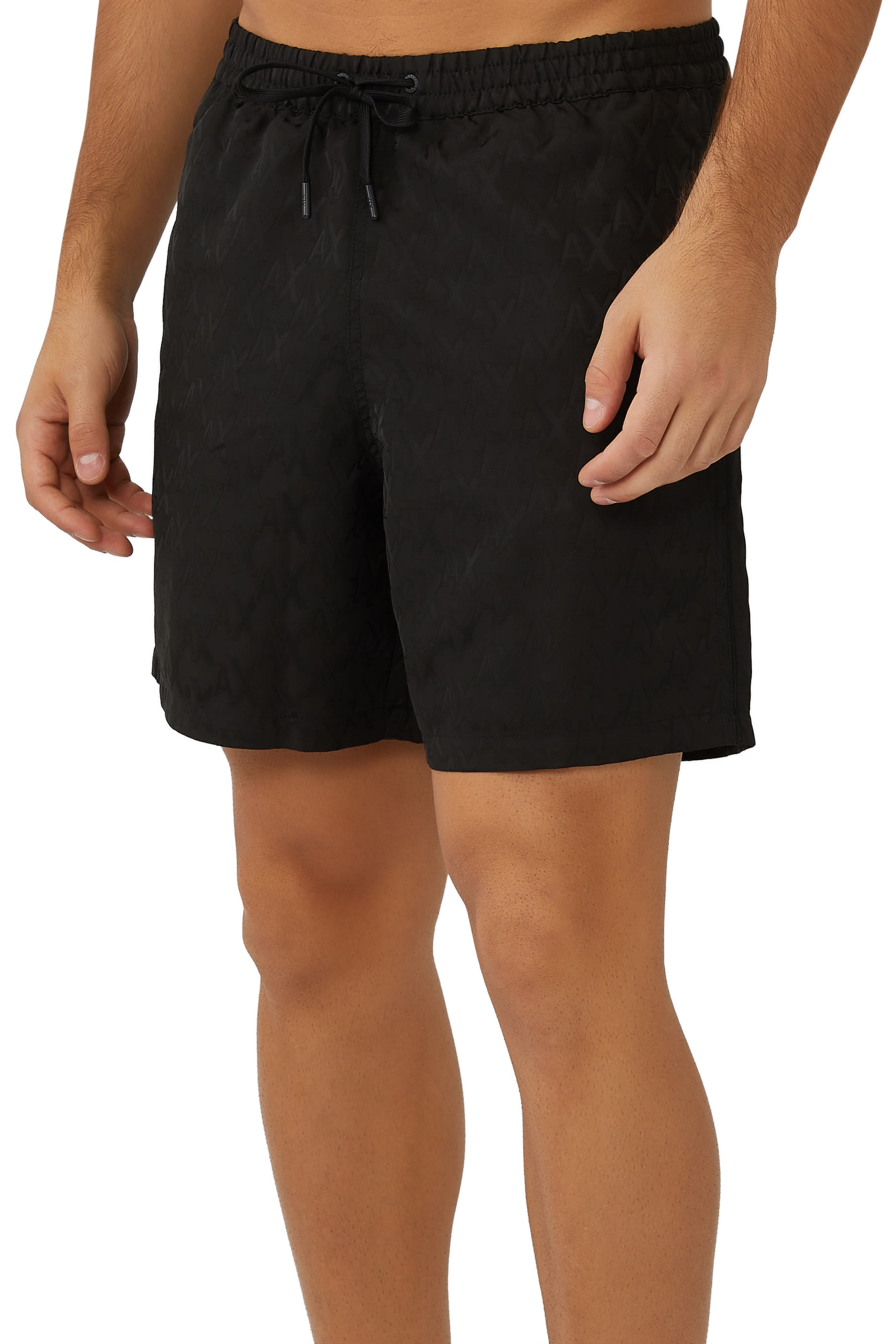 Grid AX Logo Boxer Swim Shorts