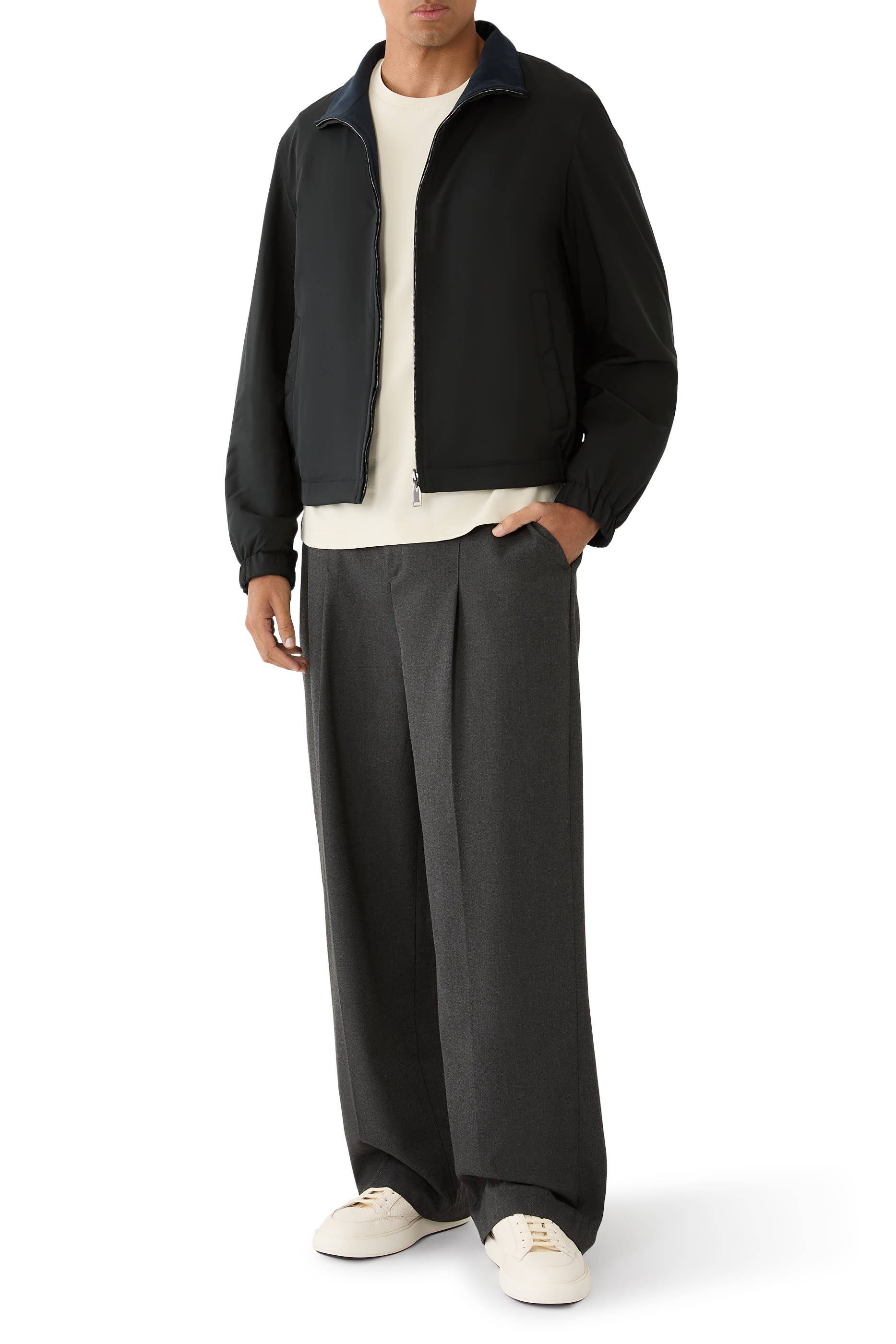  Stretch Silk and Cotton Jersey Reversible Blouson