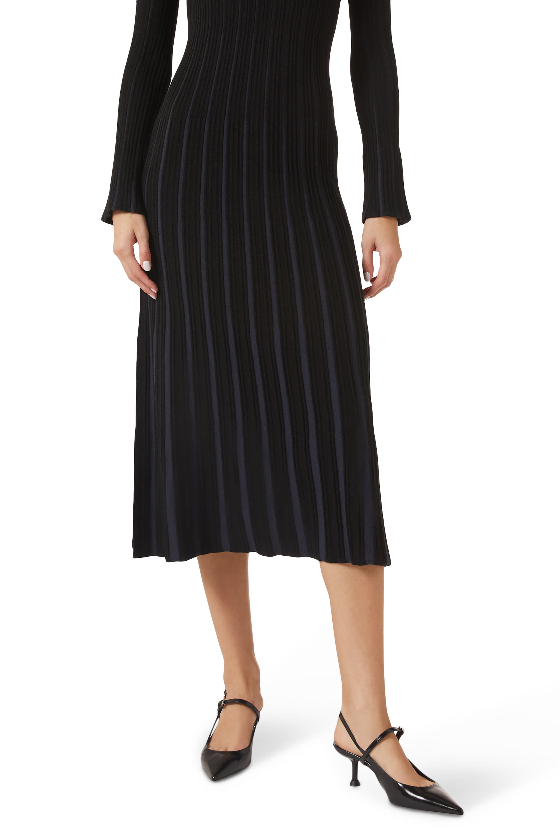 Doubler-Strap Slingback Leather Pumps