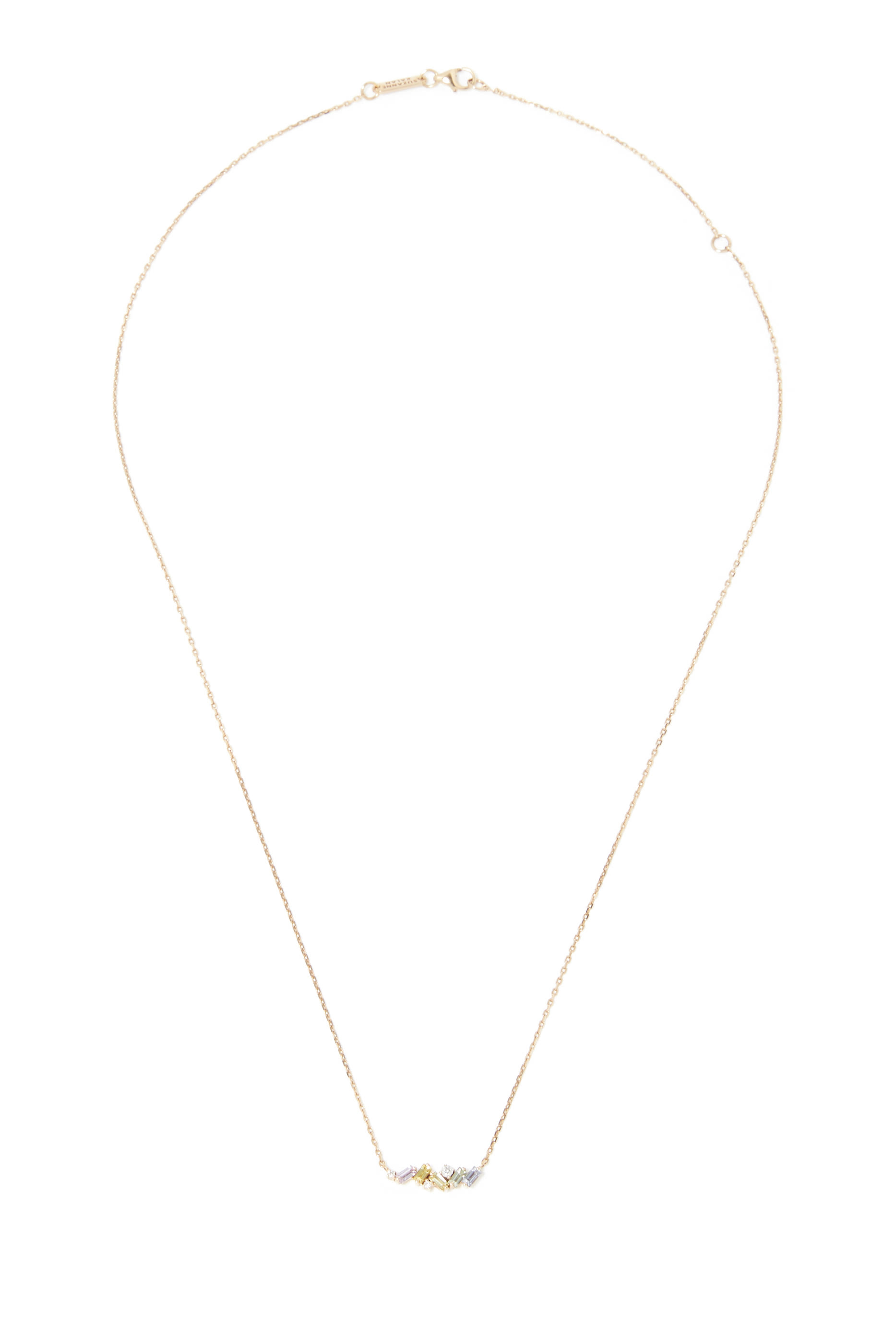 Fireworks Bar Necklace, 18K Rose Gold with Diamonds & Sapphire