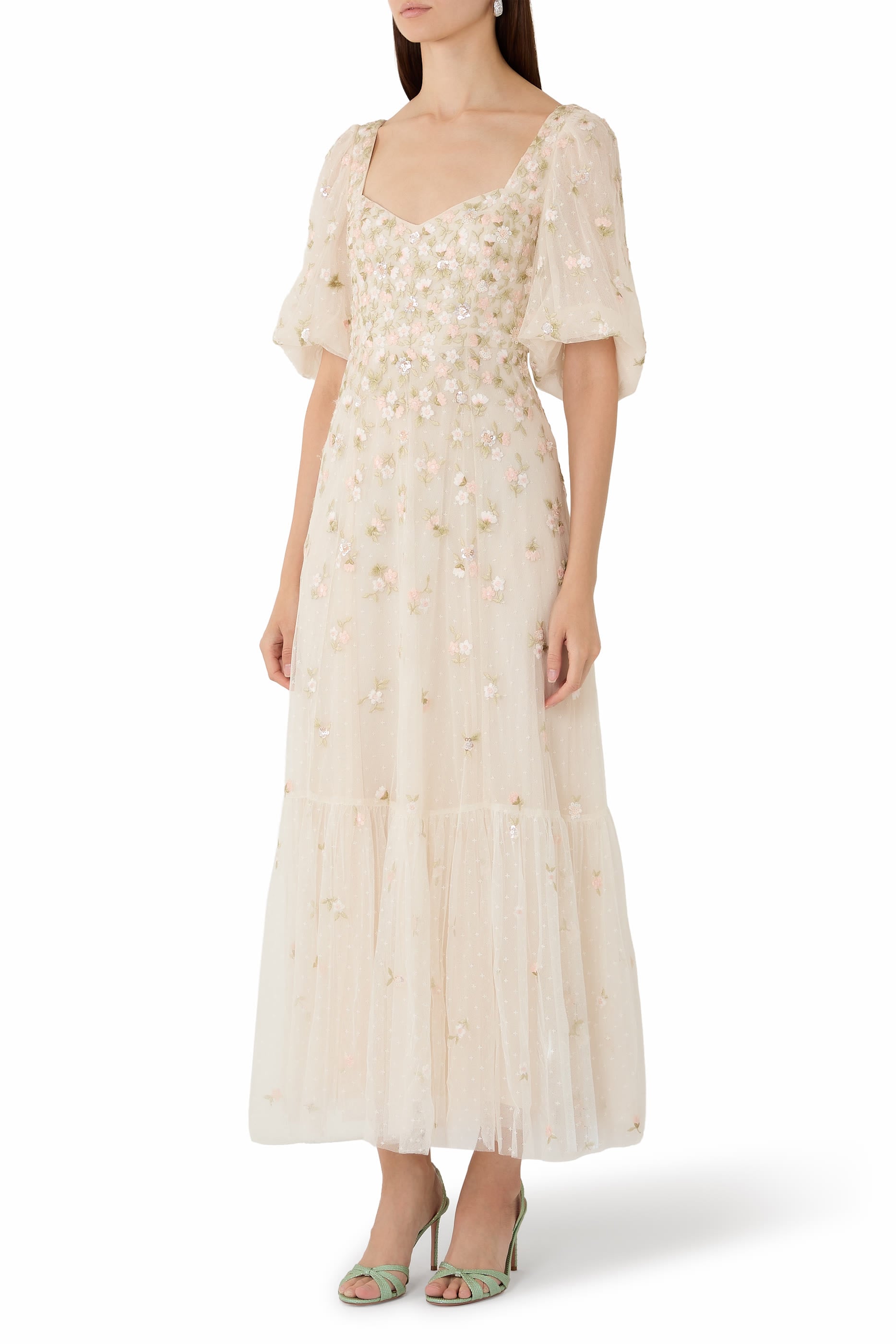 Meadow Ditsy Sweetheart Ankle Gown
