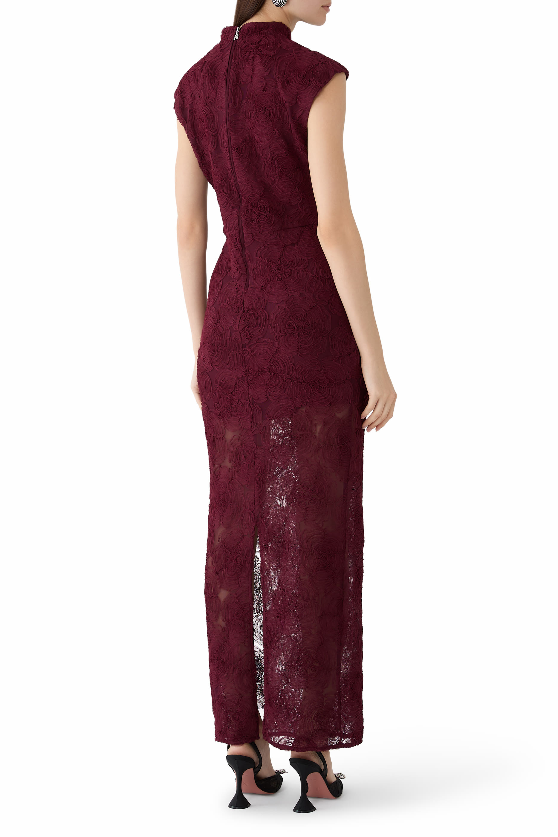 Floral-Mesh Maxi Dress