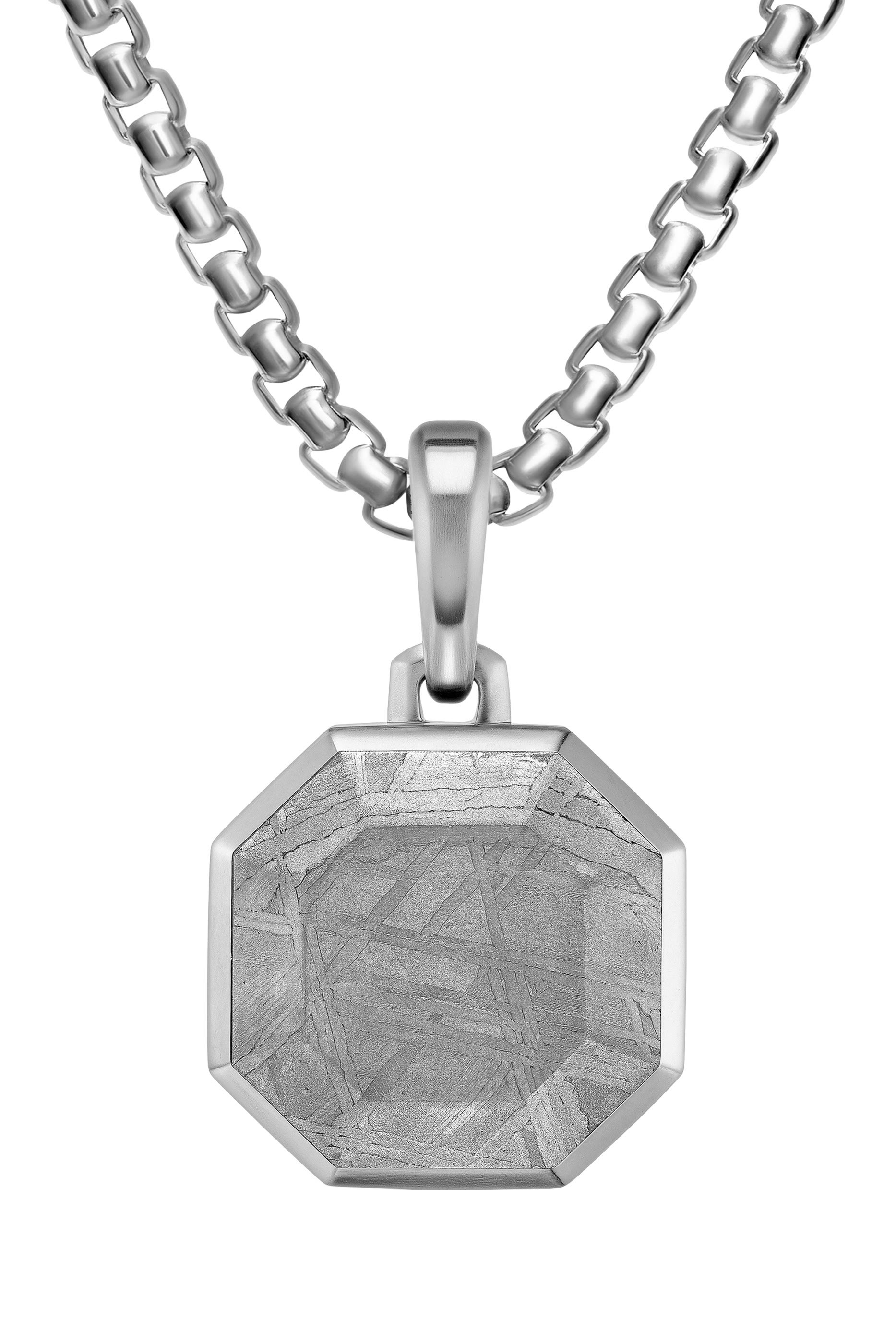 Faceted Stone Amulet, Sterling Silver & Meteorite