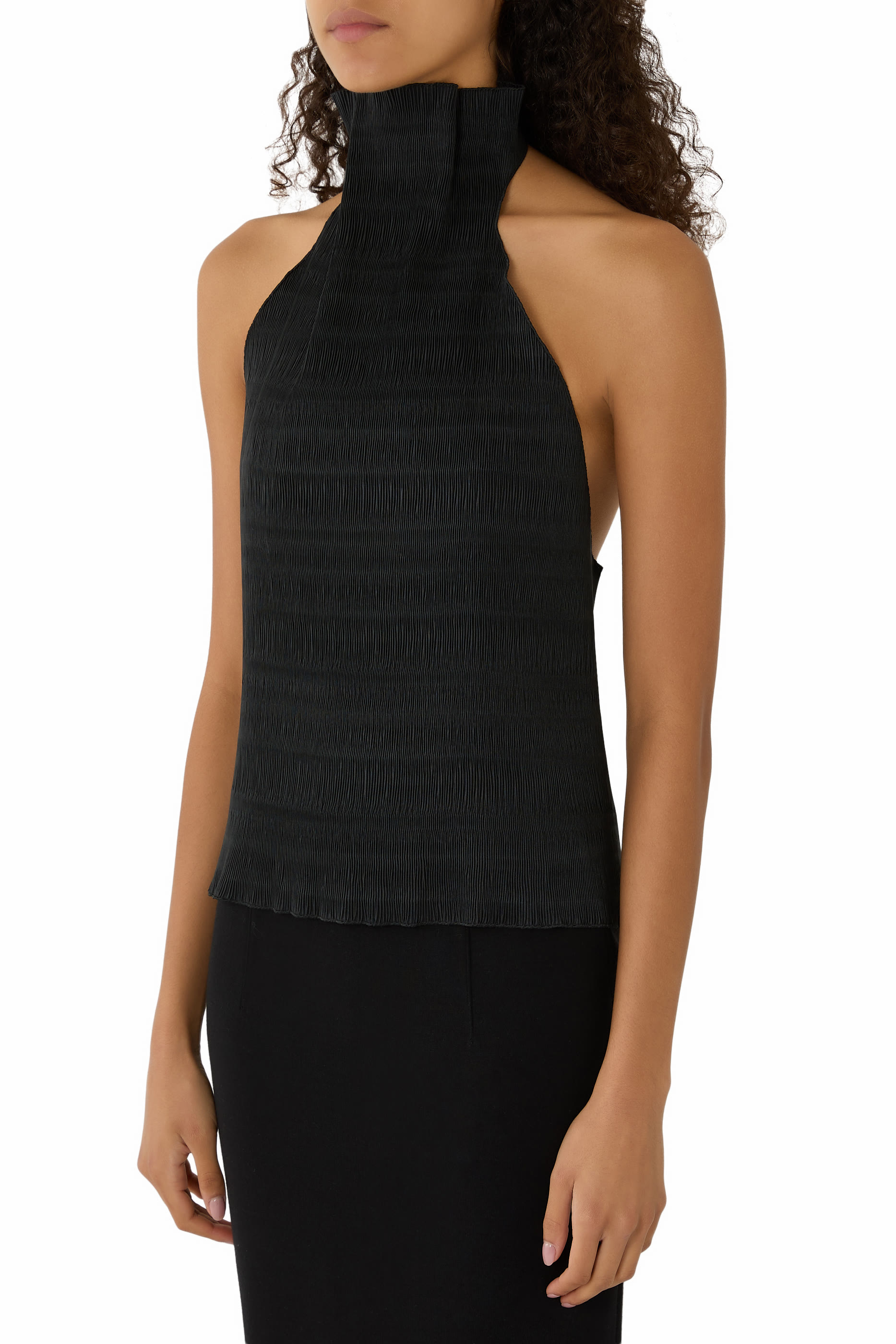Open-Back Plissé Top