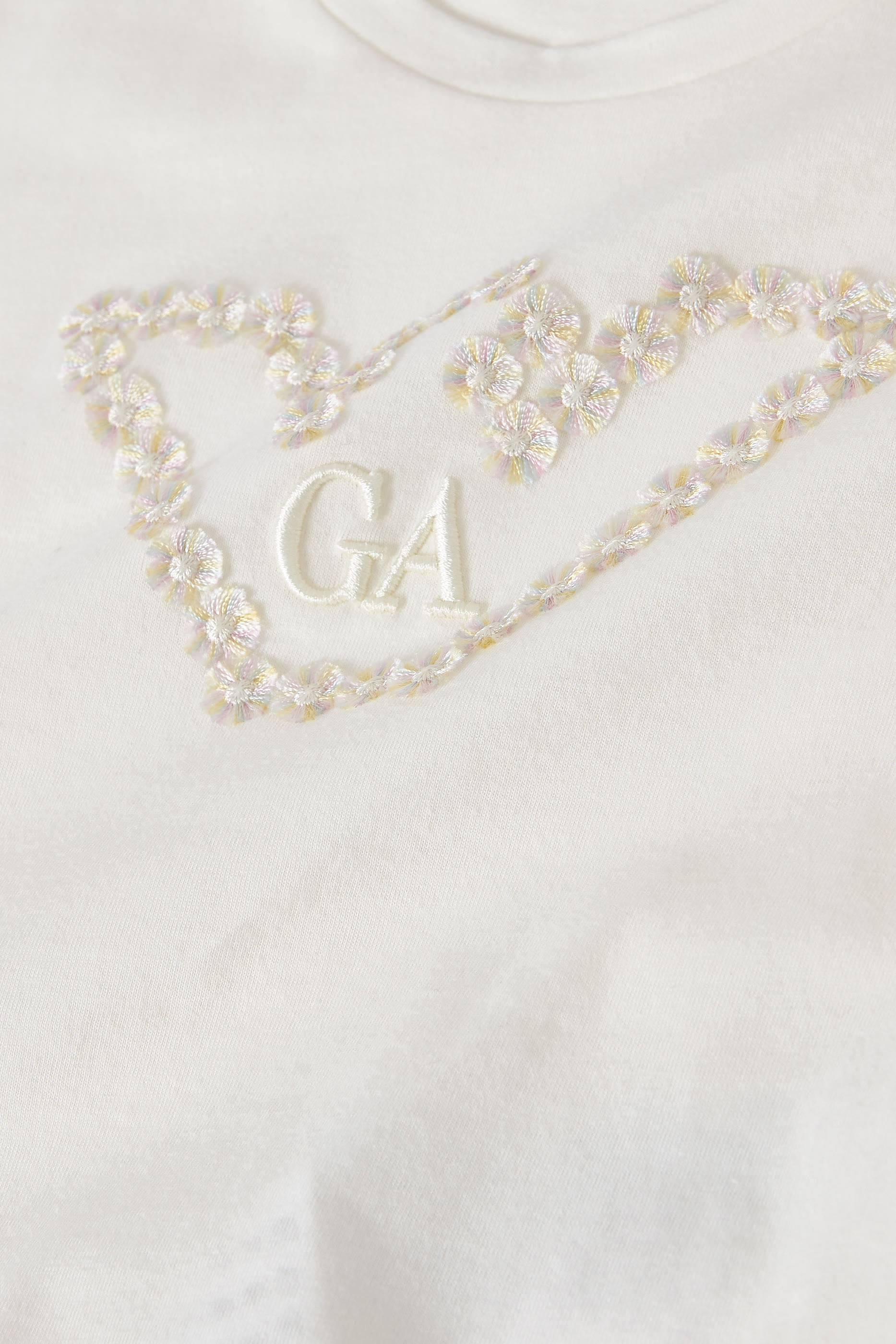 Kids Flower Embroidered Eagle Logo T-Shirt