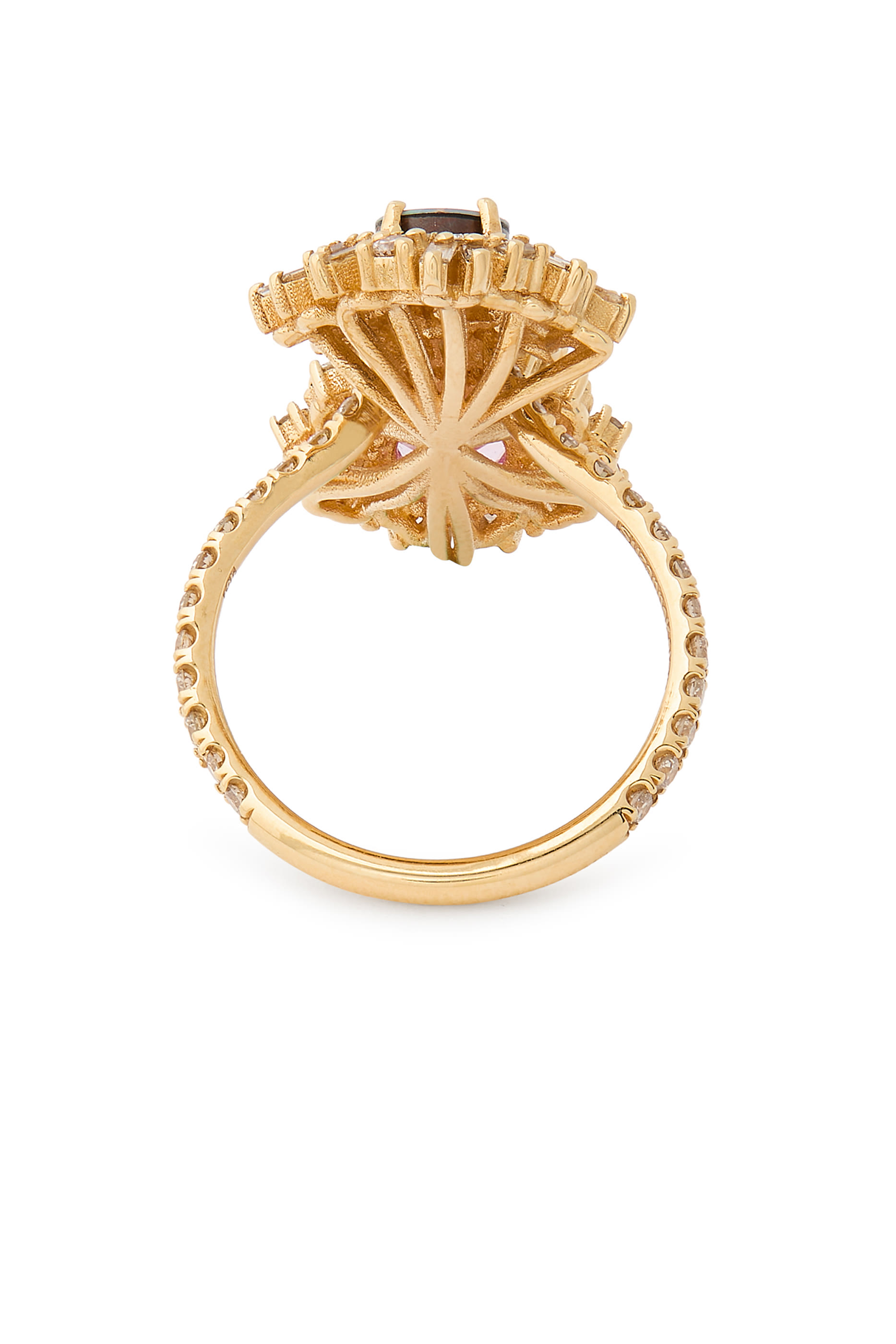  One of a Kind Tear Drop Ring, 18K Yellow Gold with Sapphire, Opal Doublet & Diamonds