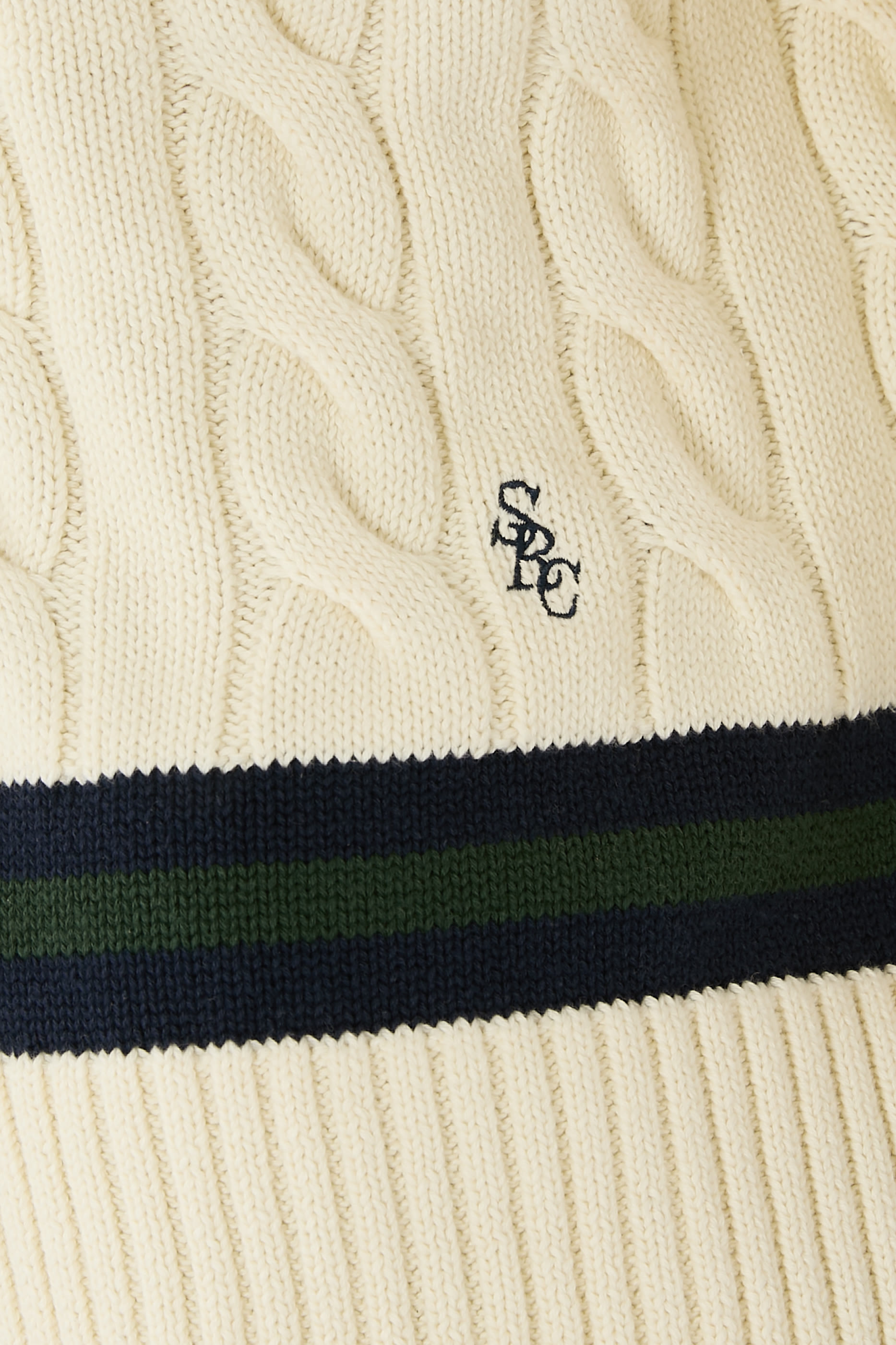 Logo Cableknit V-Neck Sweater