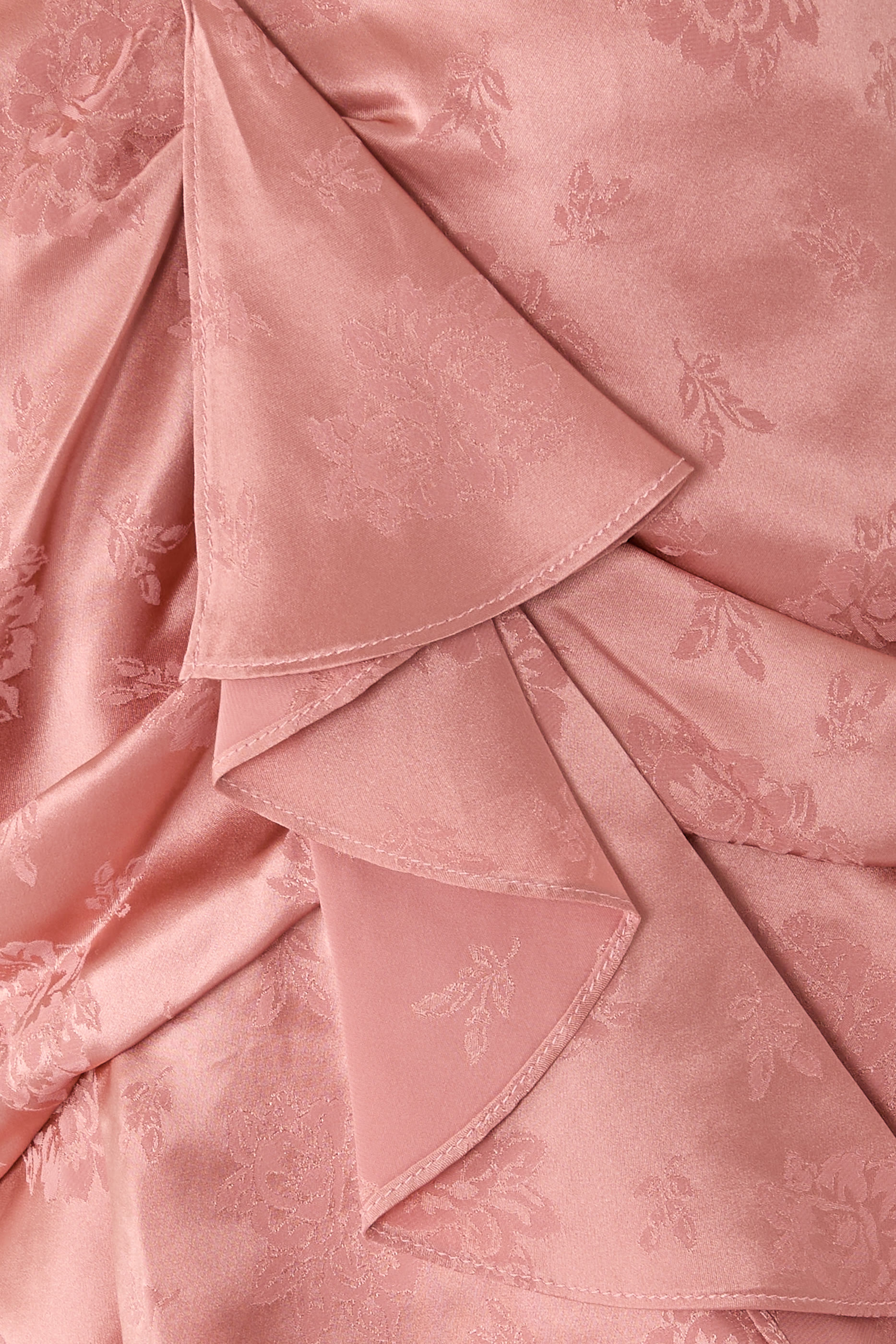 Floral Jacquard Draped Handkerchief Top 