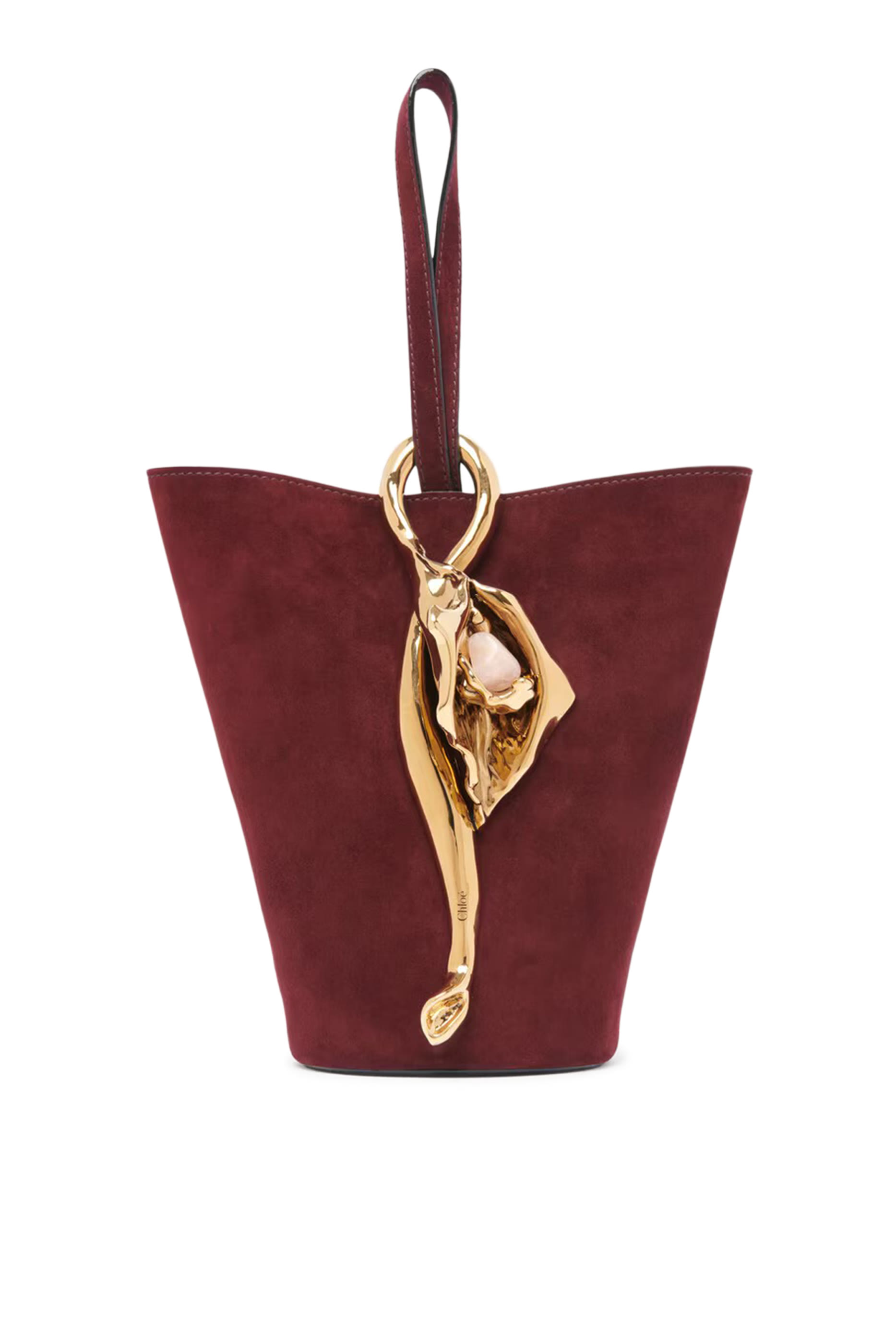 Small Eden Treasures Wristlet Bucket Bag in Suede Leather