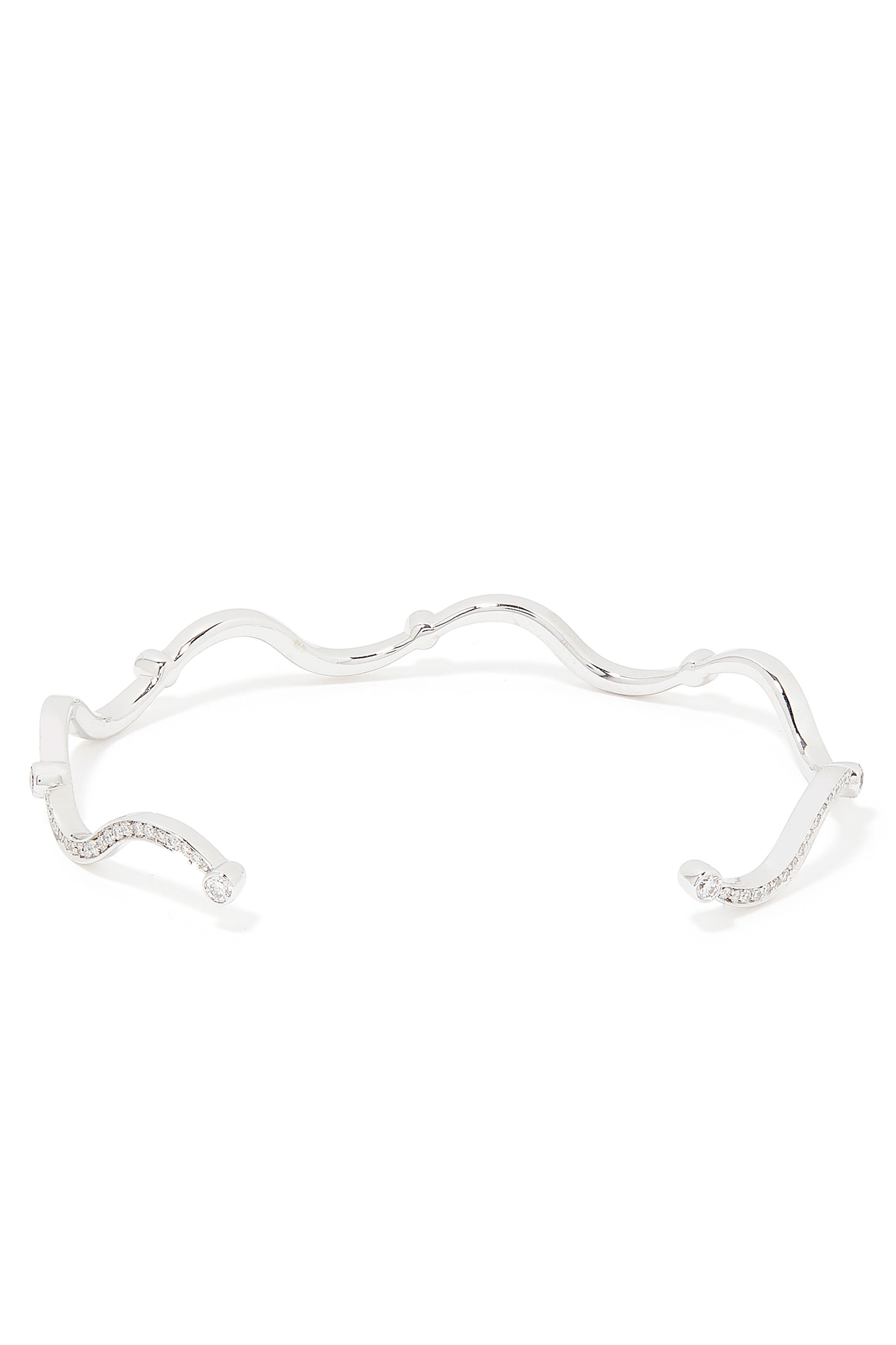 Wave Diamond Bracelet, 18k White Gold