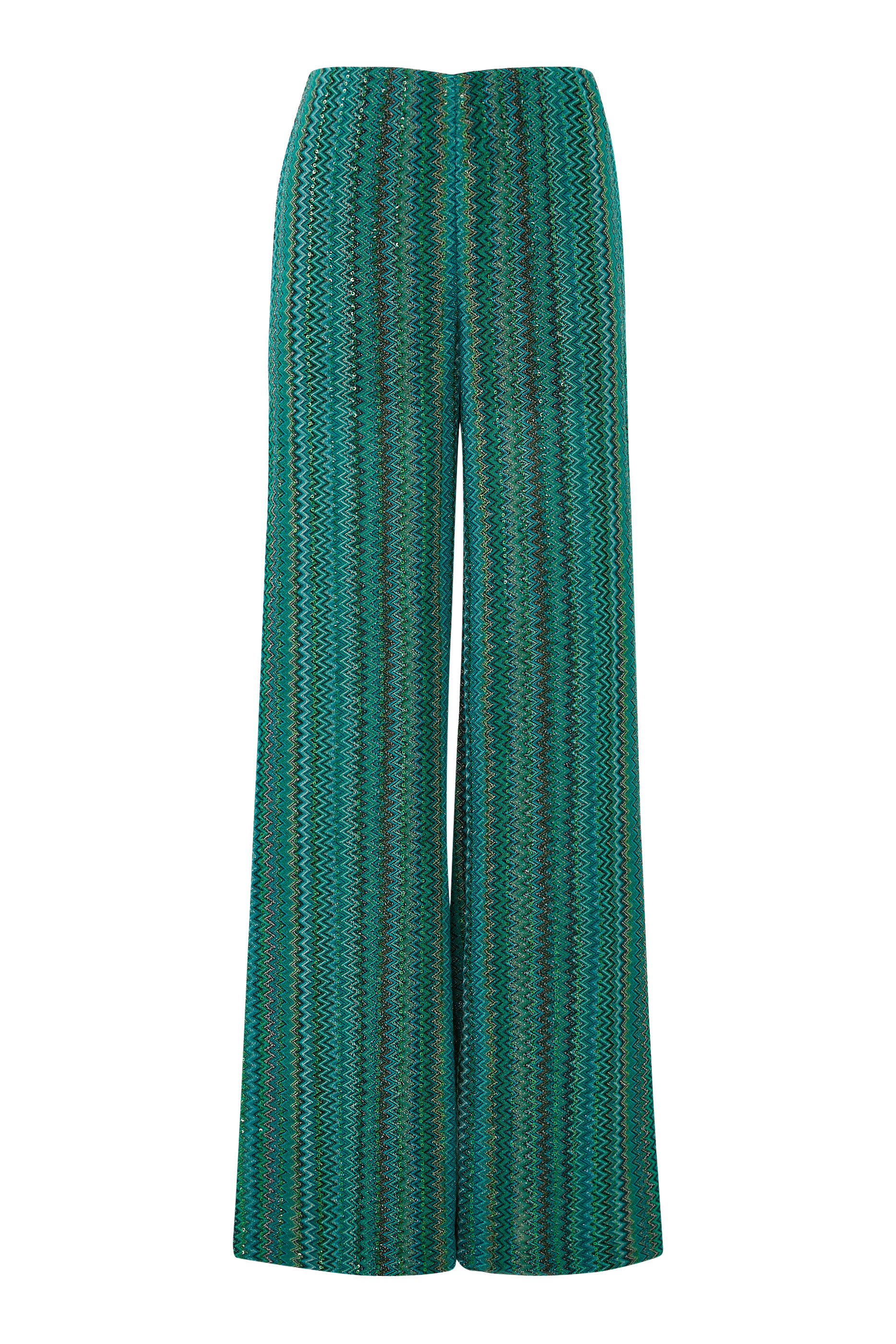Exclusive Chevron Raschel Sequinned Wide Leg Pants