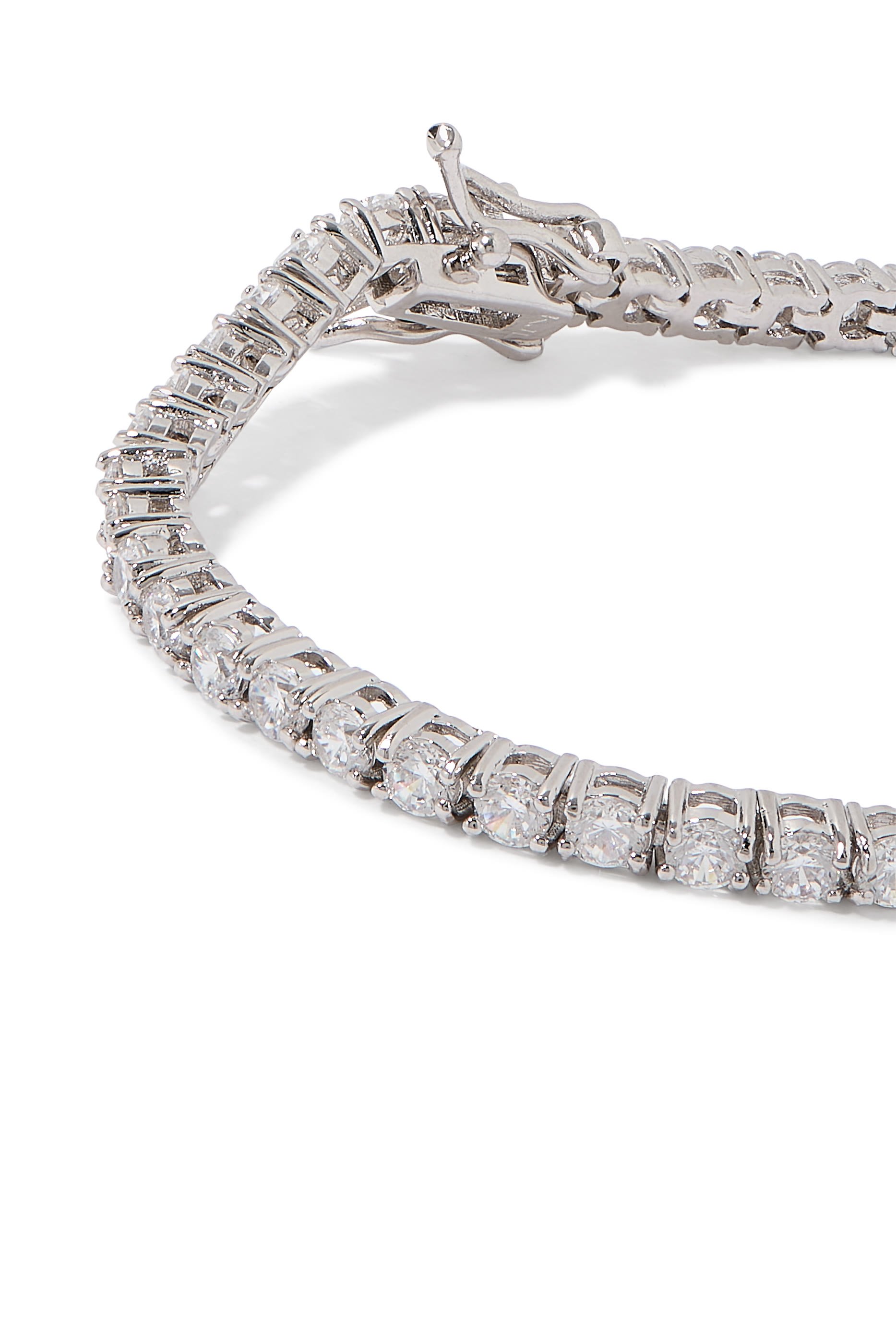 Tennis Bracelet, Rhodium Plated Brass & Cubic Zirconia