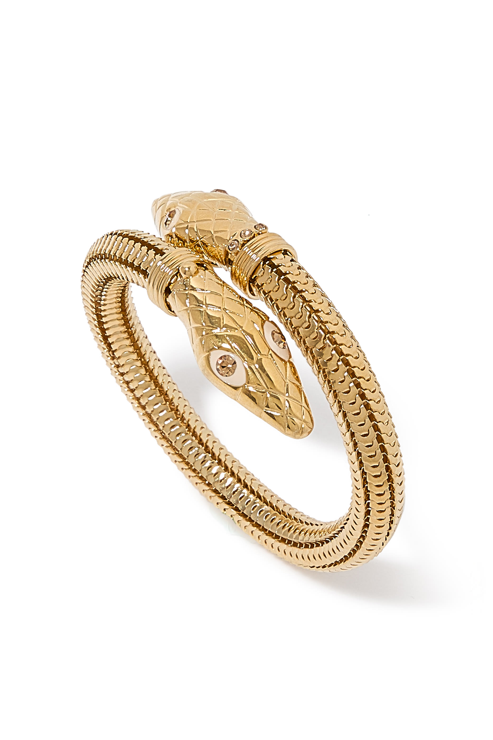 Cobra Bracelet, Gold Plated, Strass & Enamel