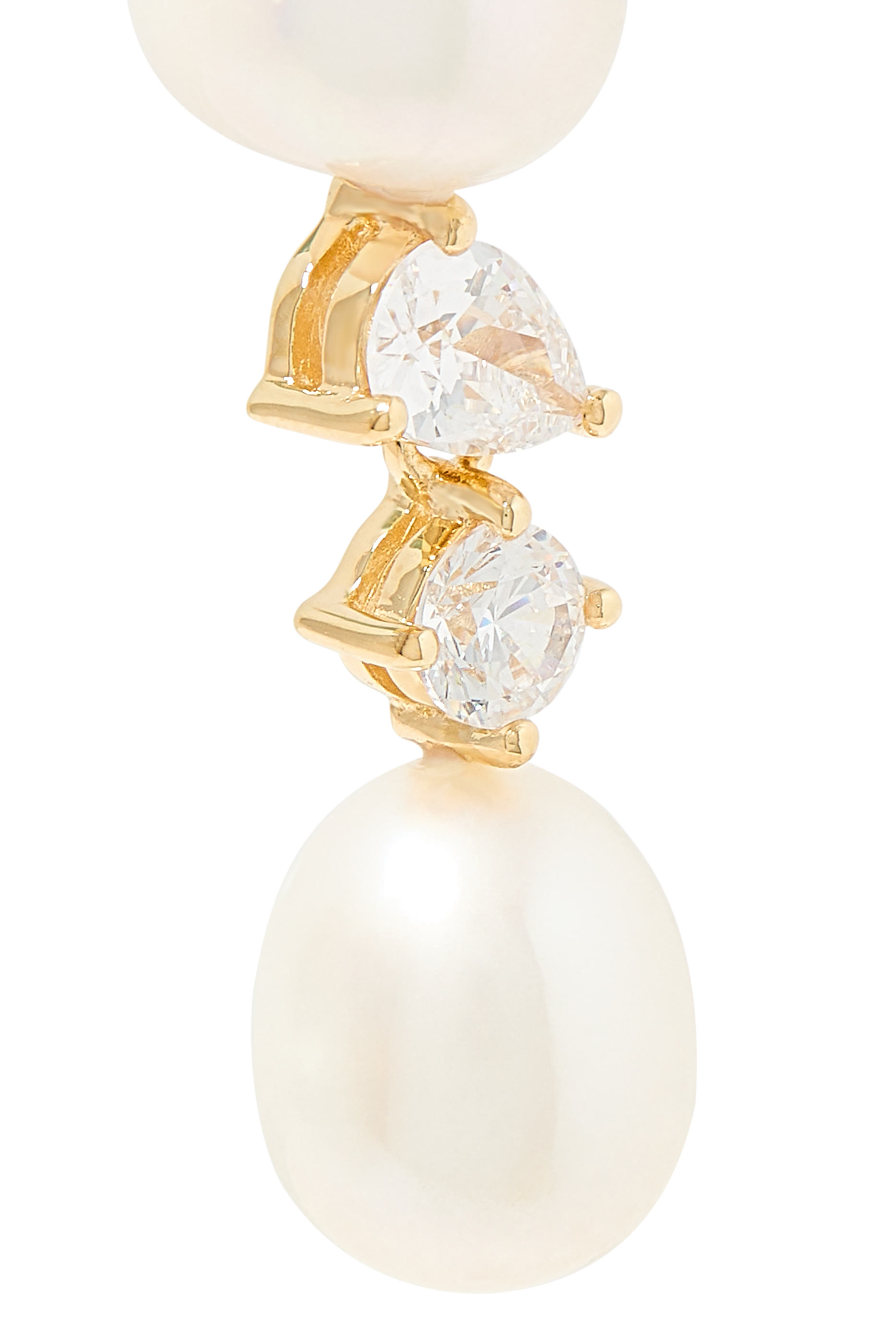 Prophecies Earrings, 18K Yellow Gold Vermeil on Recycled Sterling Silver, Freshwater Pearl & Zirconia