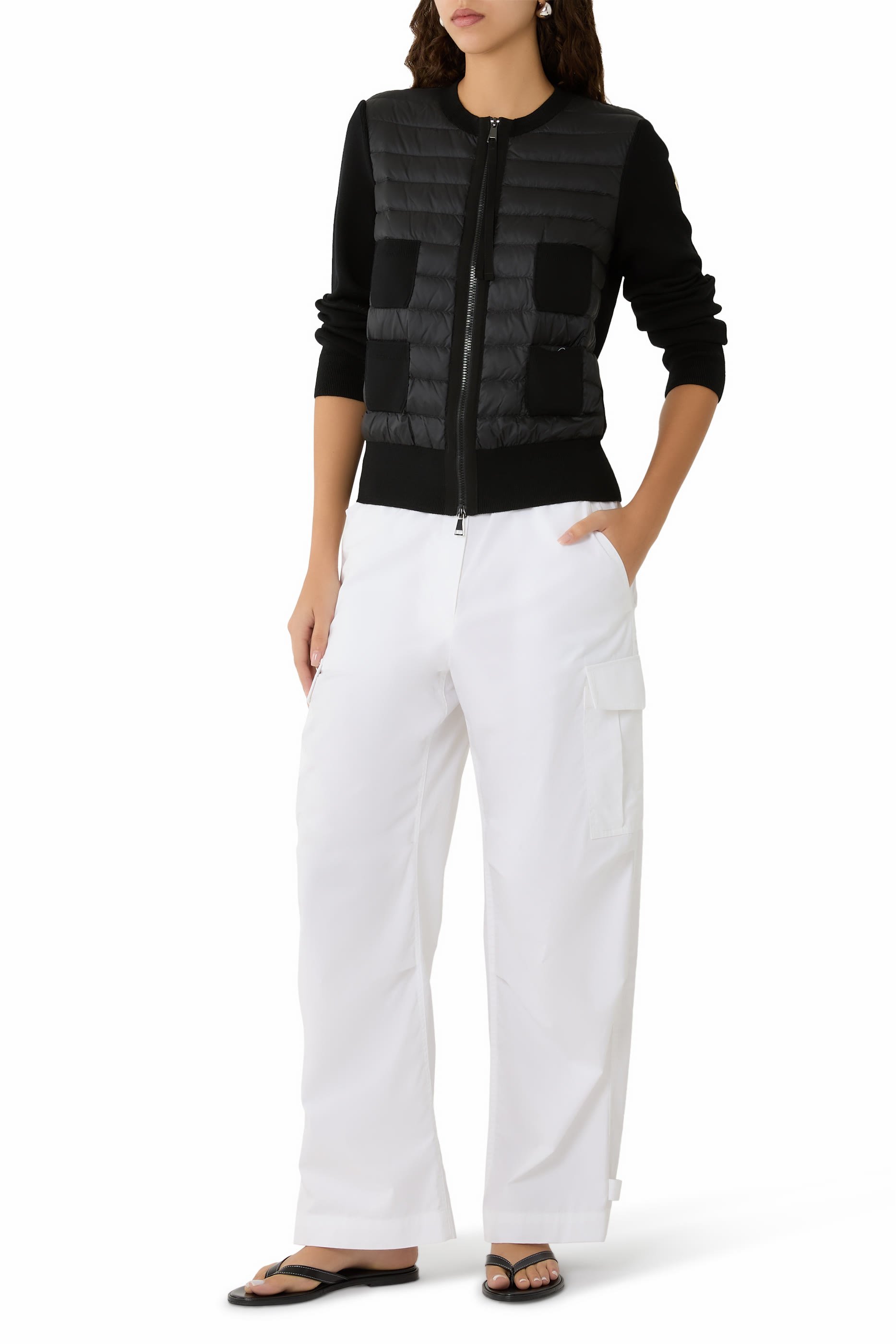 Padded Wool Zip-Up Cardigan