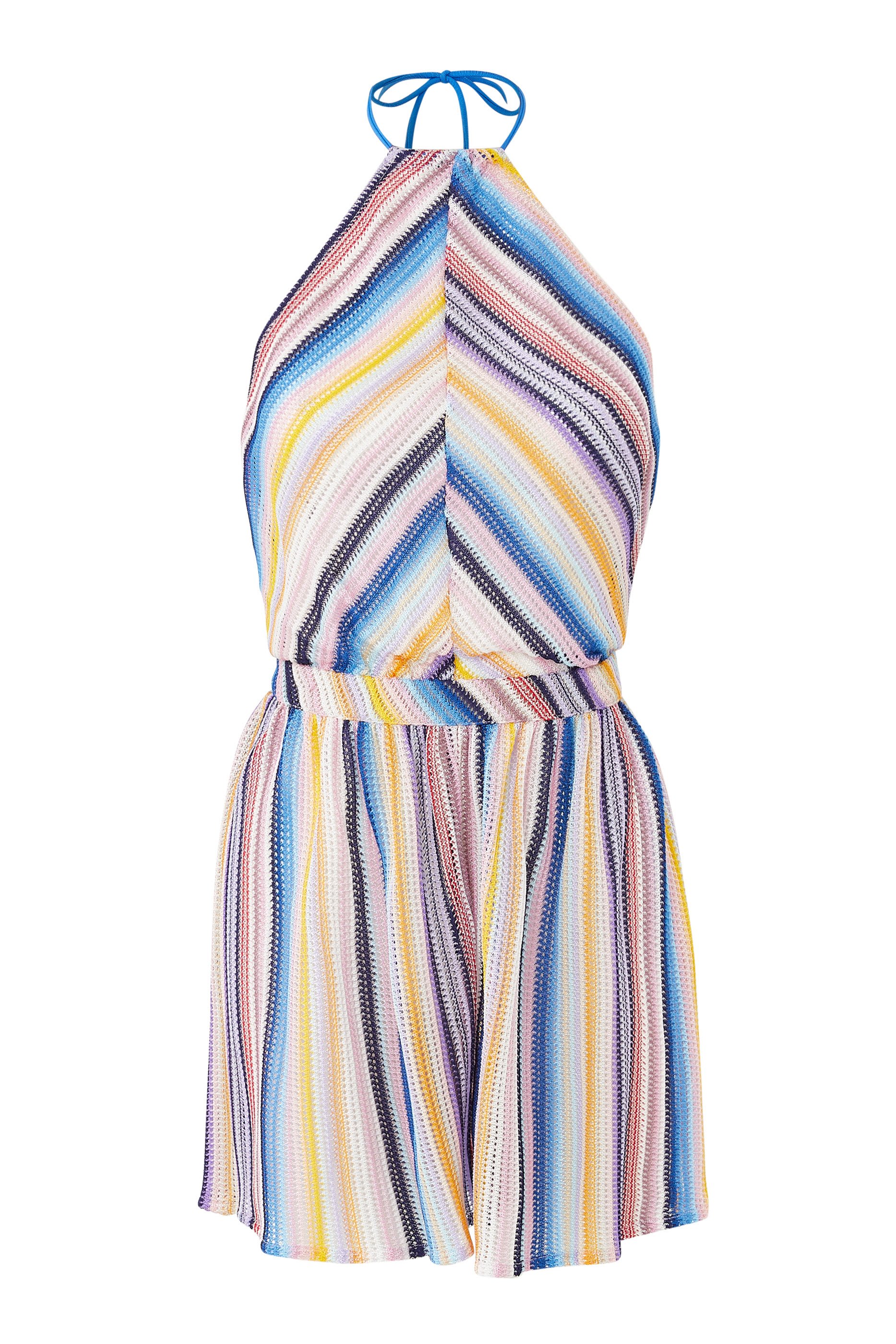 Mare Striped Raschel Sleeveless Romper