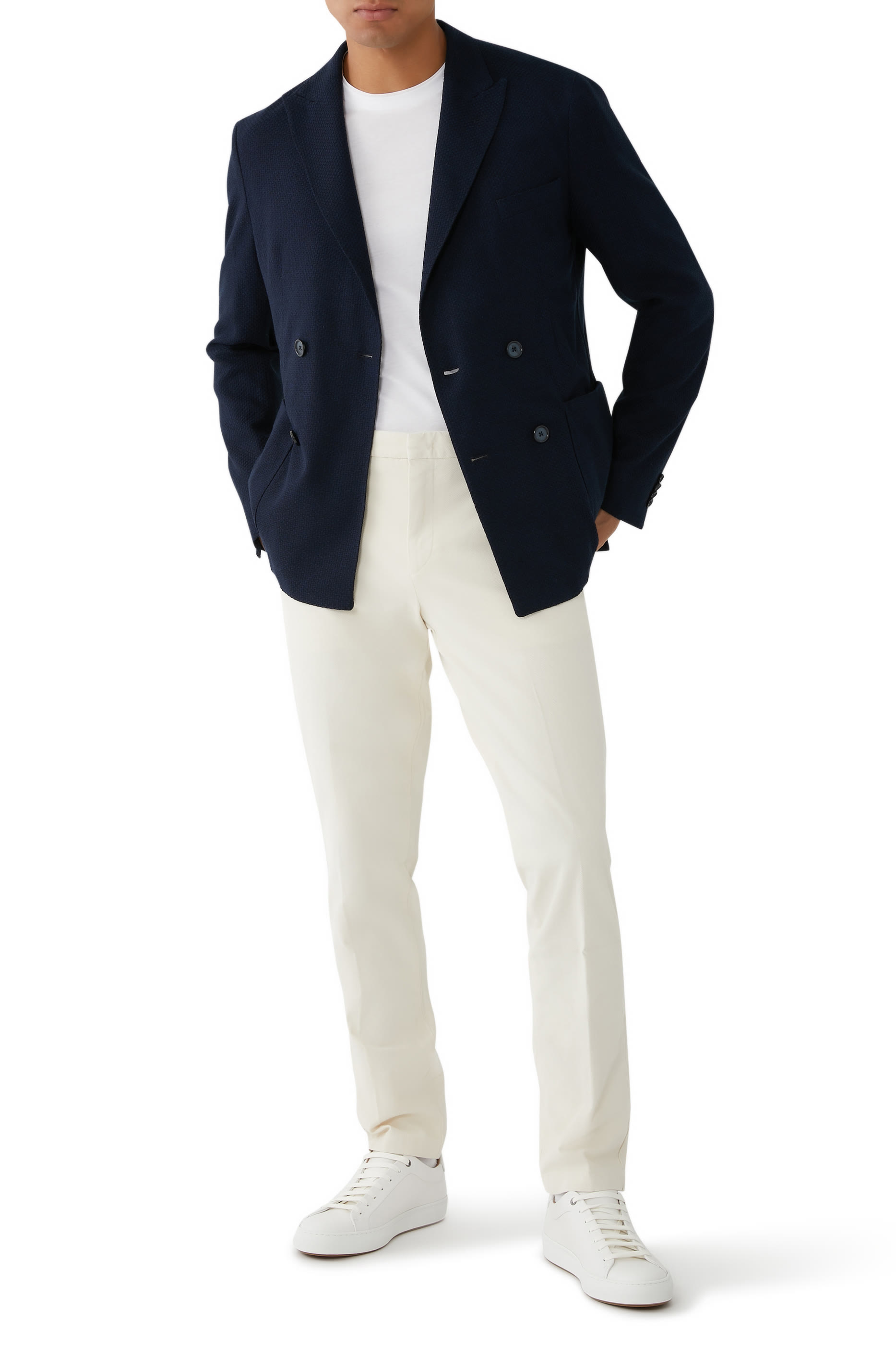 Slim Fit Jacket in Micro Patterned Cotton