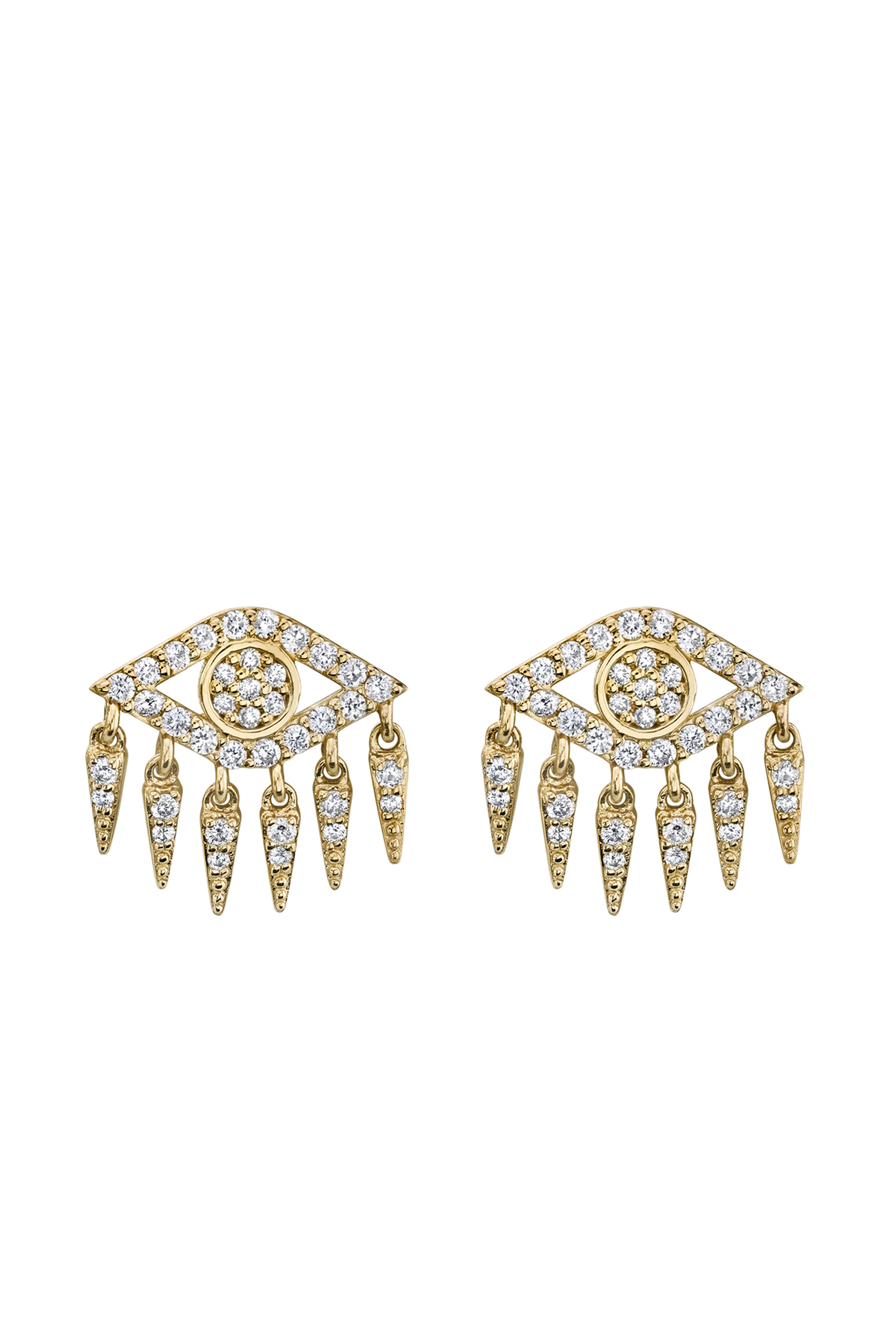 Diamond Pave Evil Eye Fringe Earrings