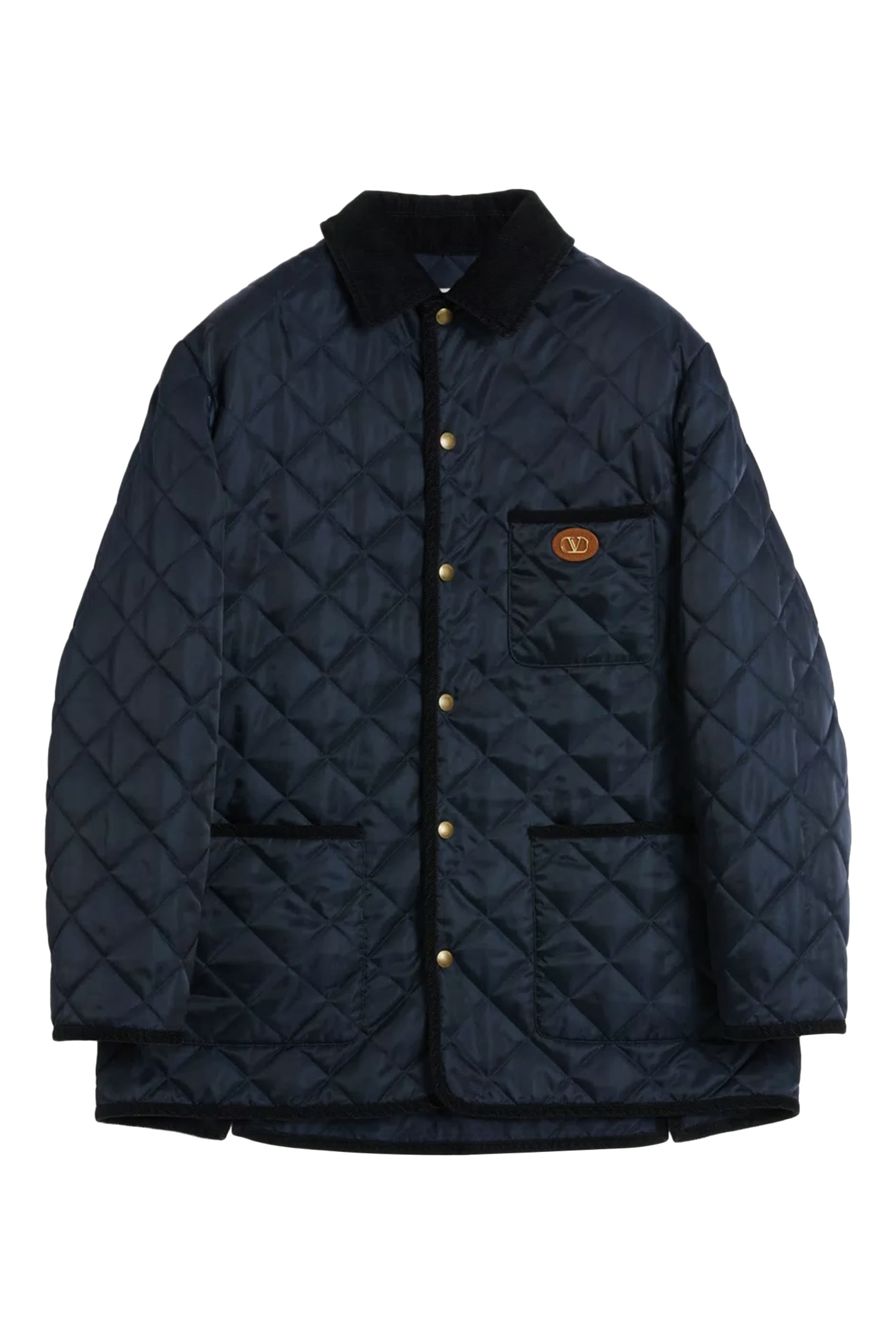 Quilted Nylon Shirt Jacket with VLogo Patch
