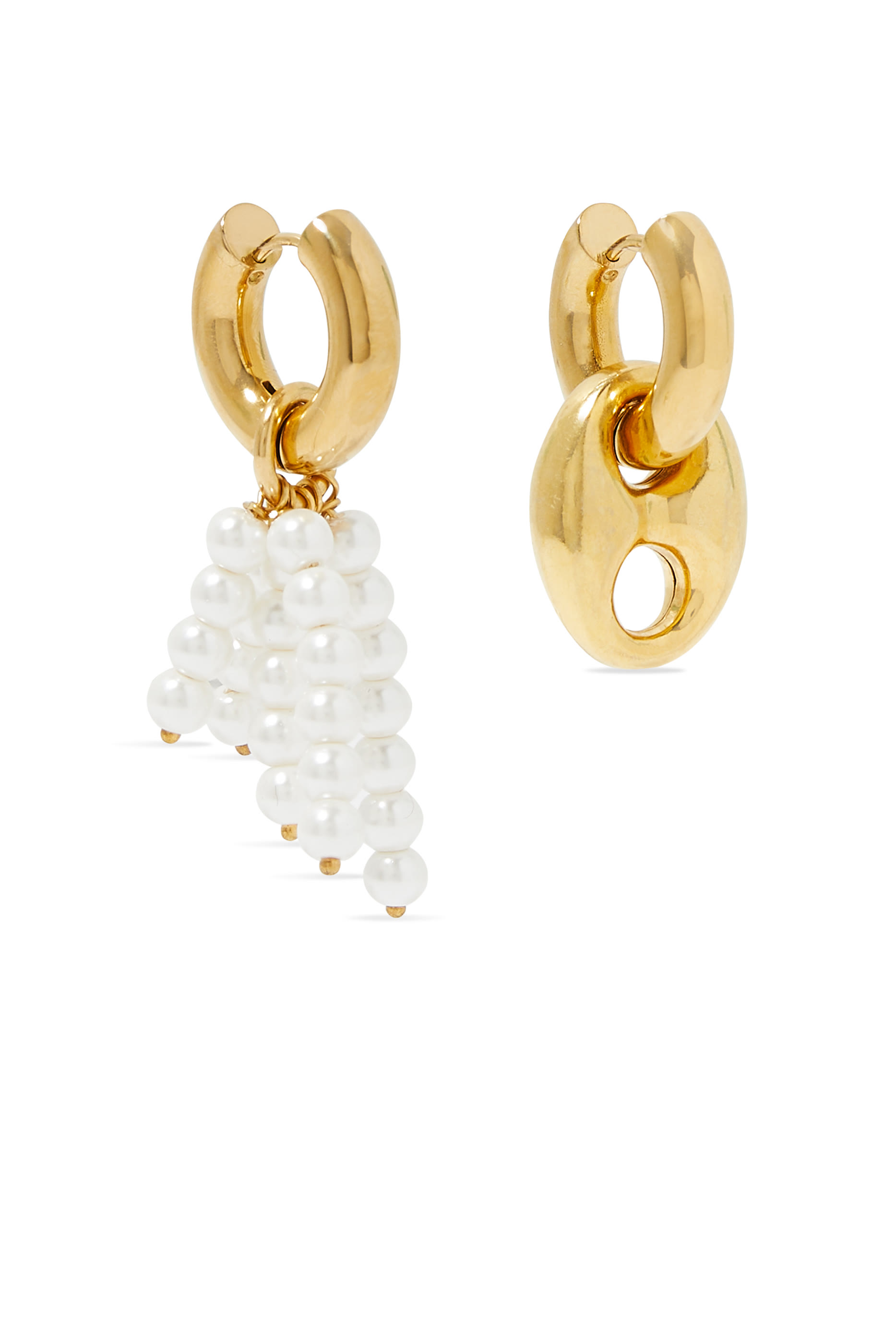 Mix & Match Earrings, 24k Gold-Plated Brass & Pearls