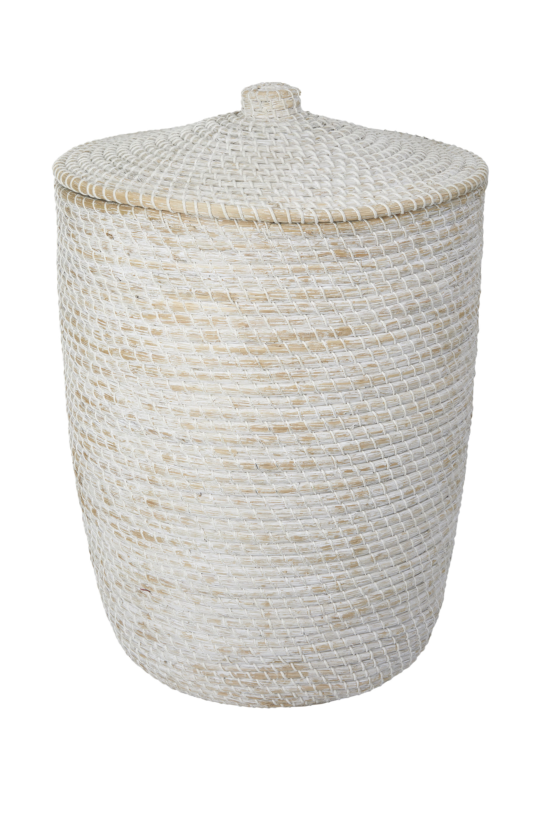 Whitewashed Seagrass Laundry Basket with Liner