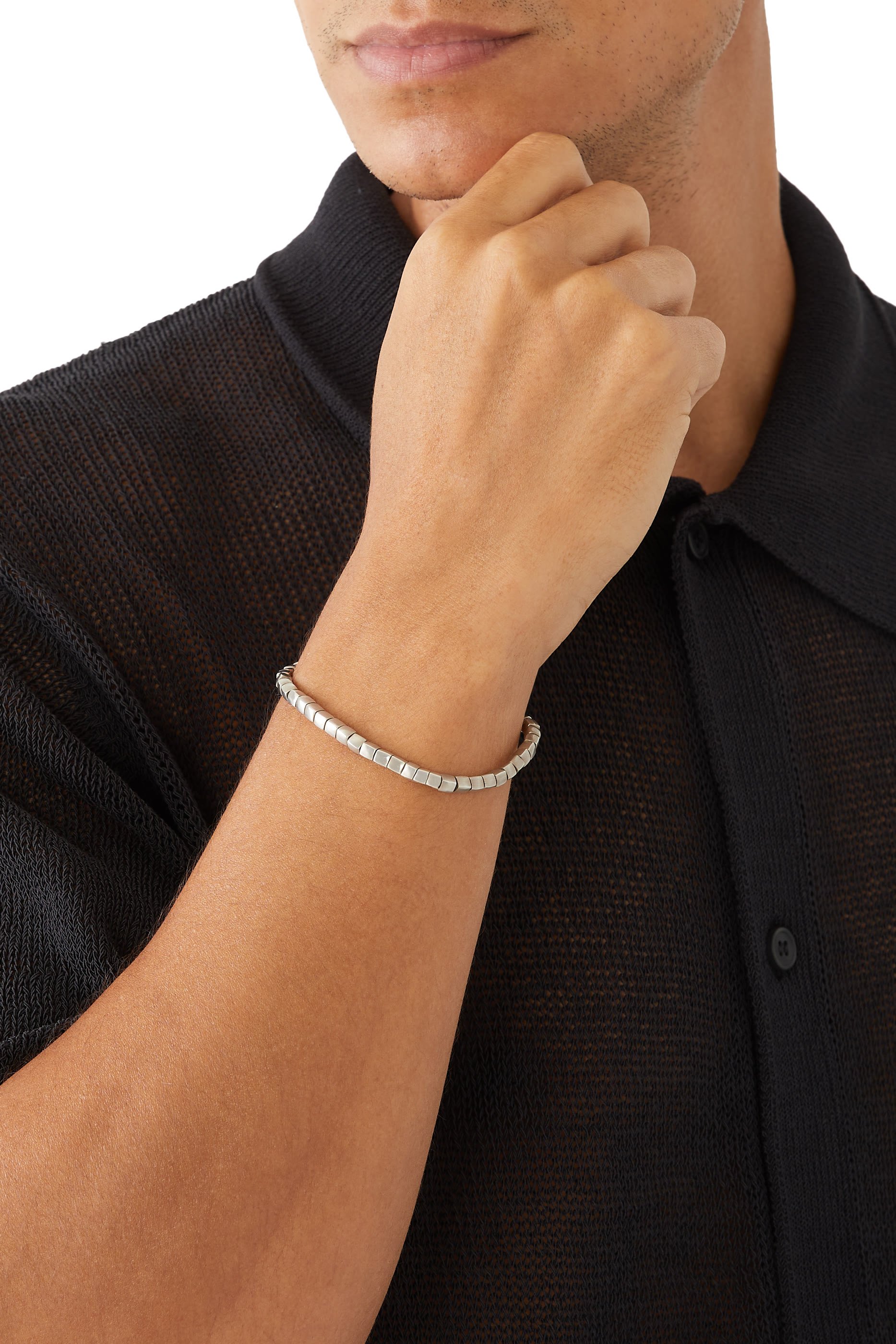 Spiritual Beads Cushion Bracelet, Sterling Silver