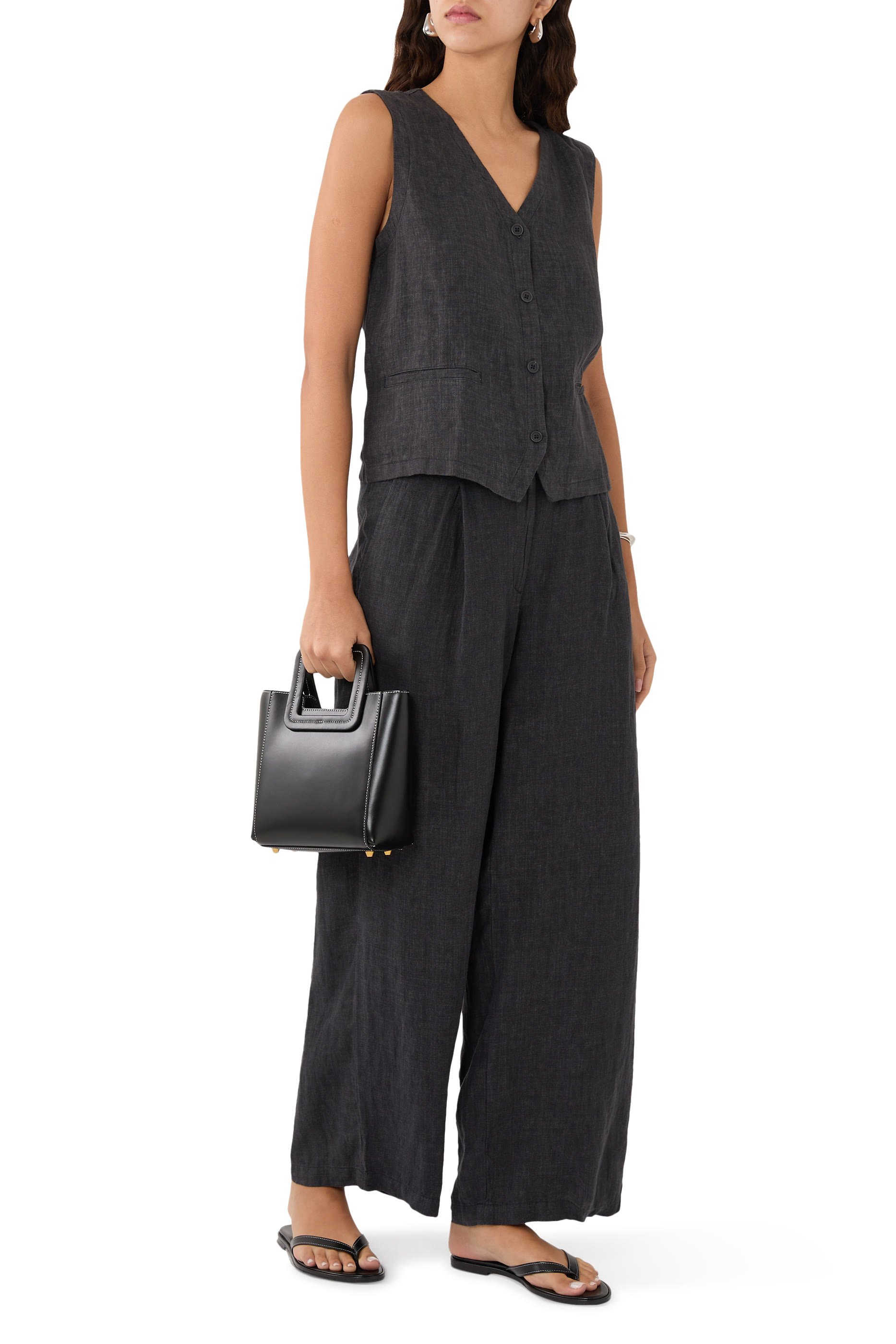  Washed Organic Linen Delave Vest 