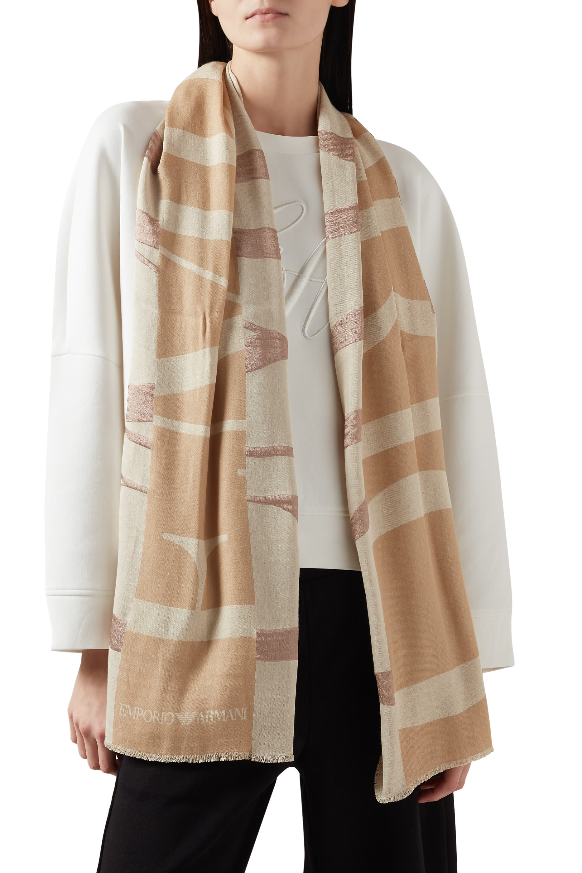 Oversized Jacquard Logo Stole