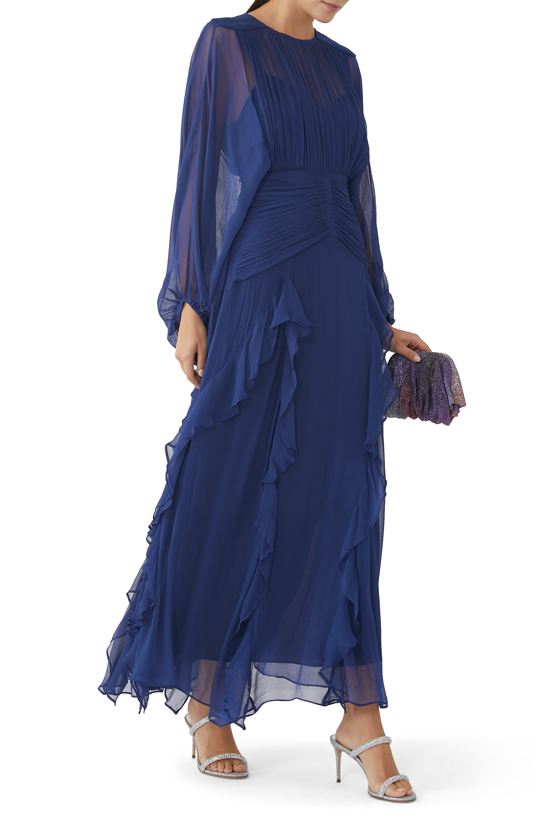 Isola Round Neck Balloon Sleeve Maxi Dress