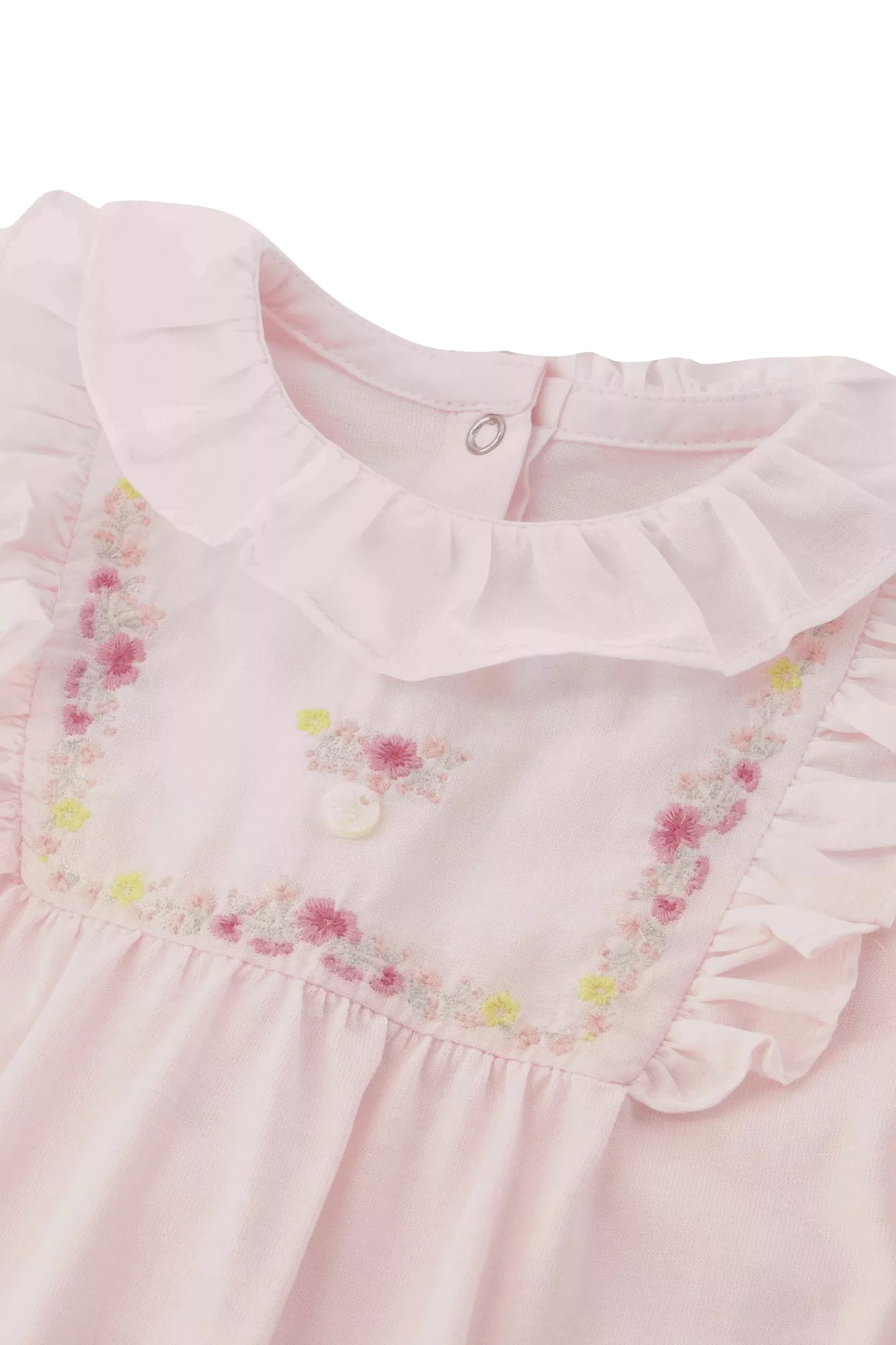 Kids Embroidered Bib Collar Pajamas