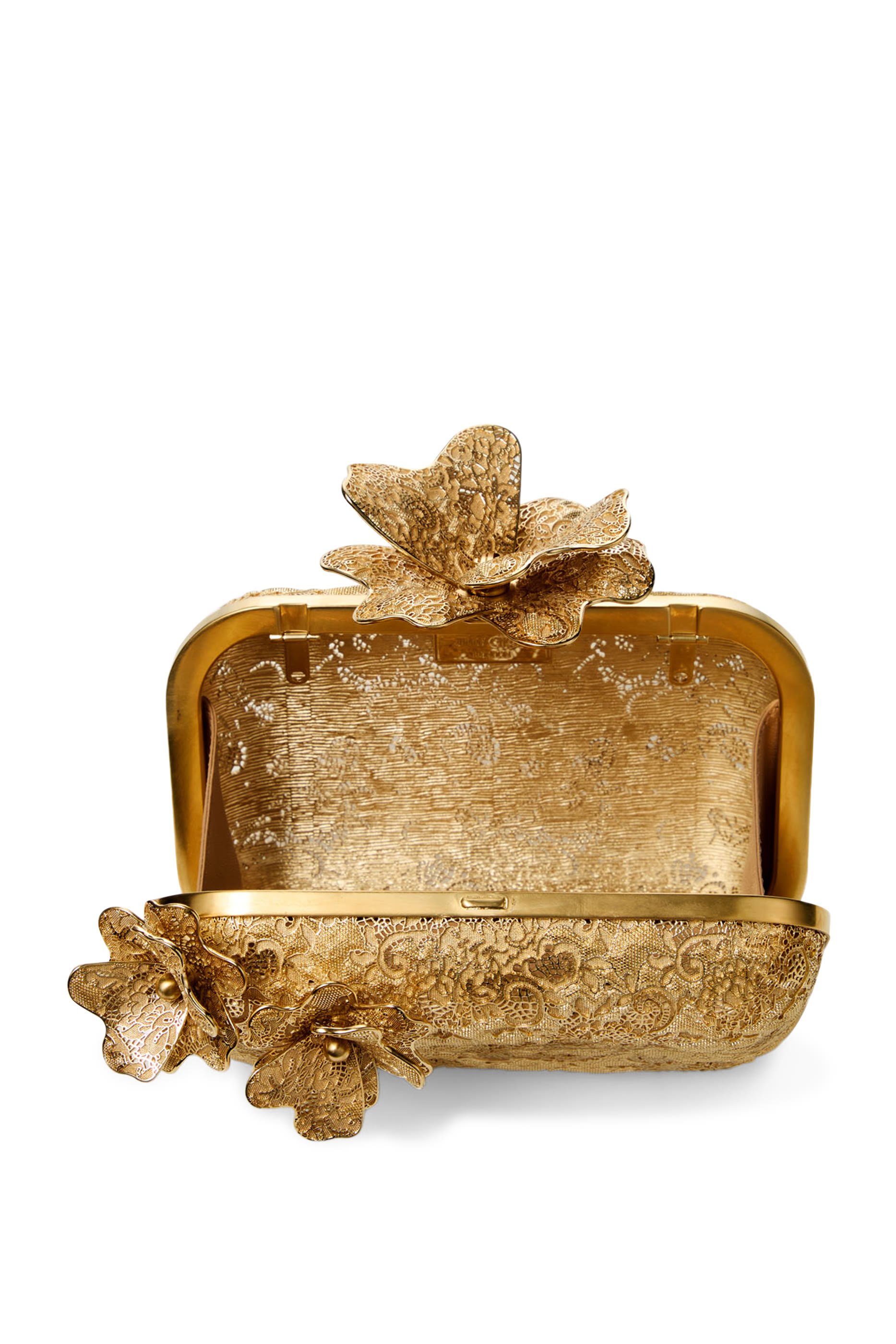 Metal Lace Clutch Bag with Corsage Clasp