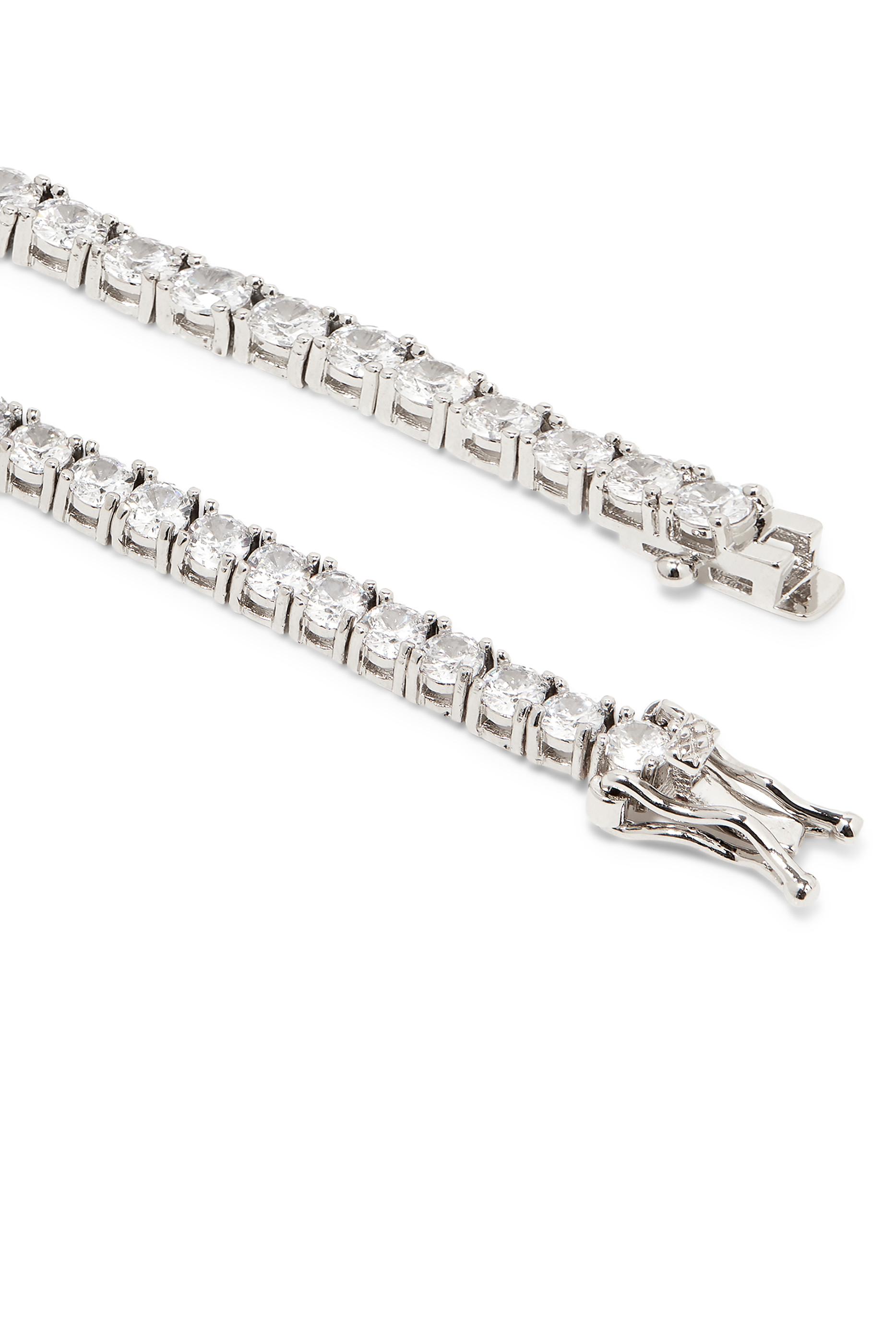 Round CZ Tennis Bracelet, Rhodium-Plated Brass & Cubic Zirconia