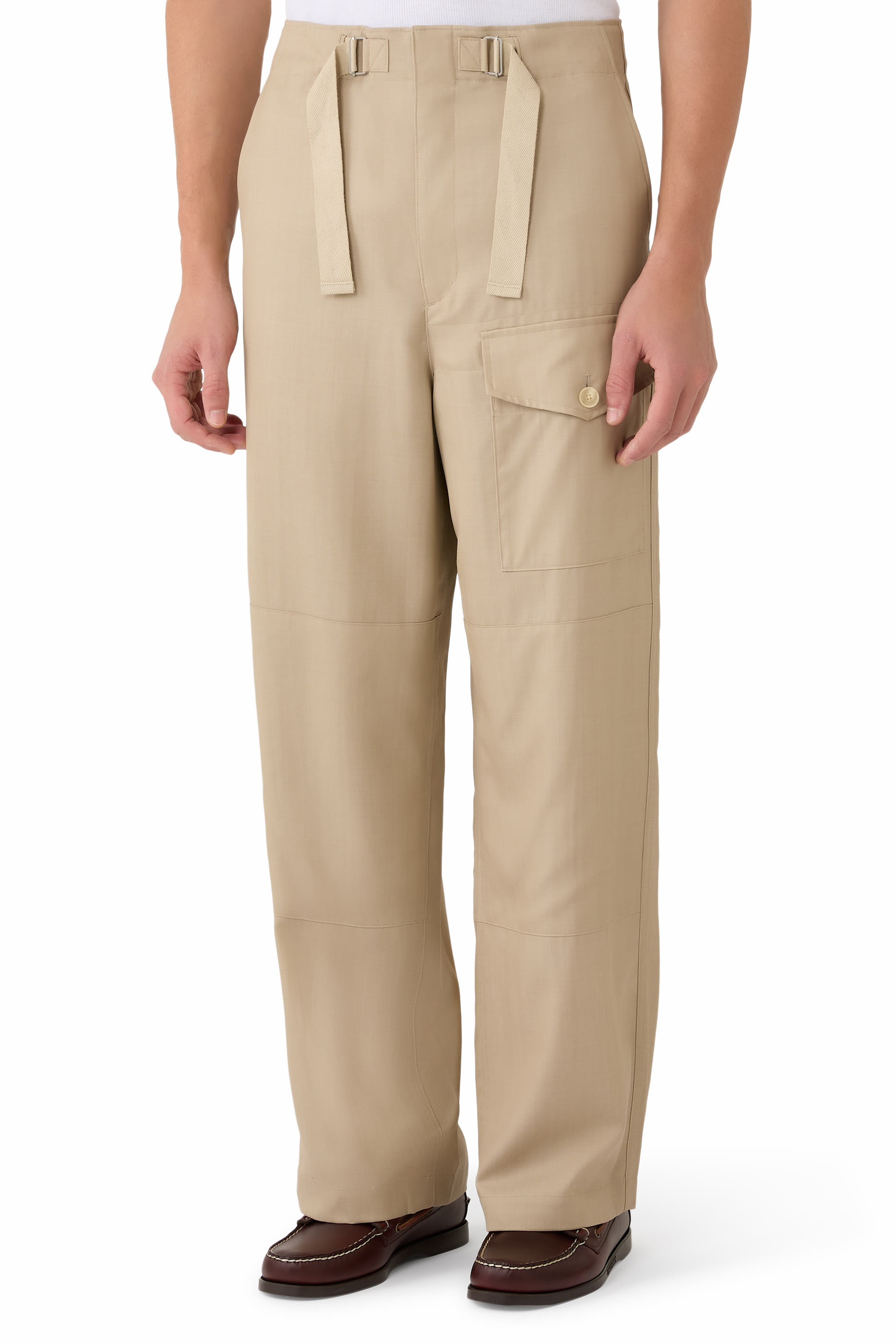 Wool Herringbone Cargo Pants 