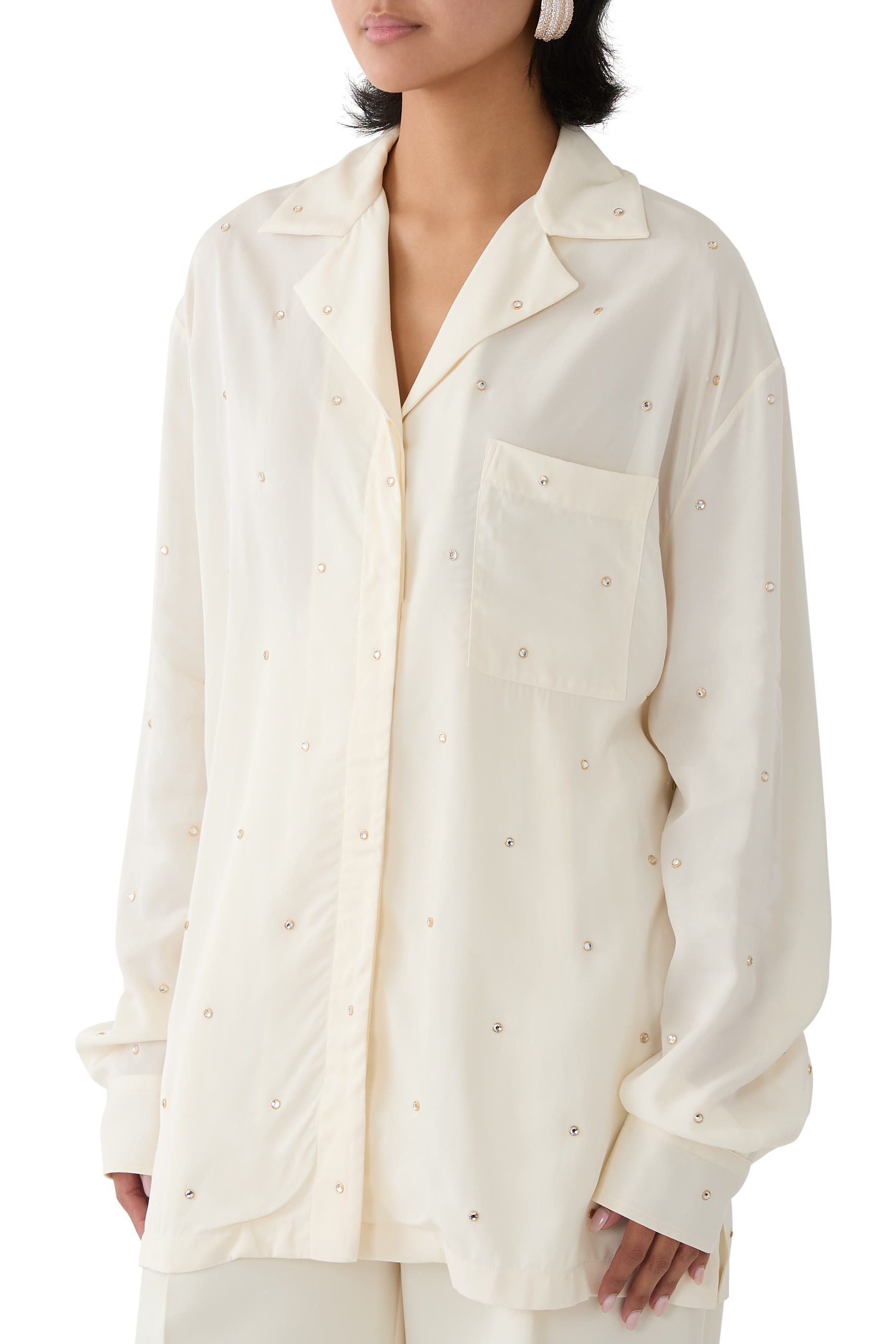 Lead-Free Crystal Oversized Shirt