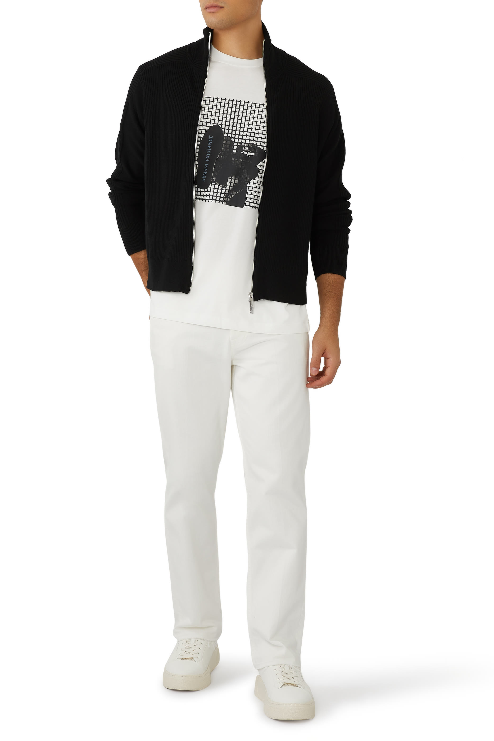 Grid Zip-Through Cardigan