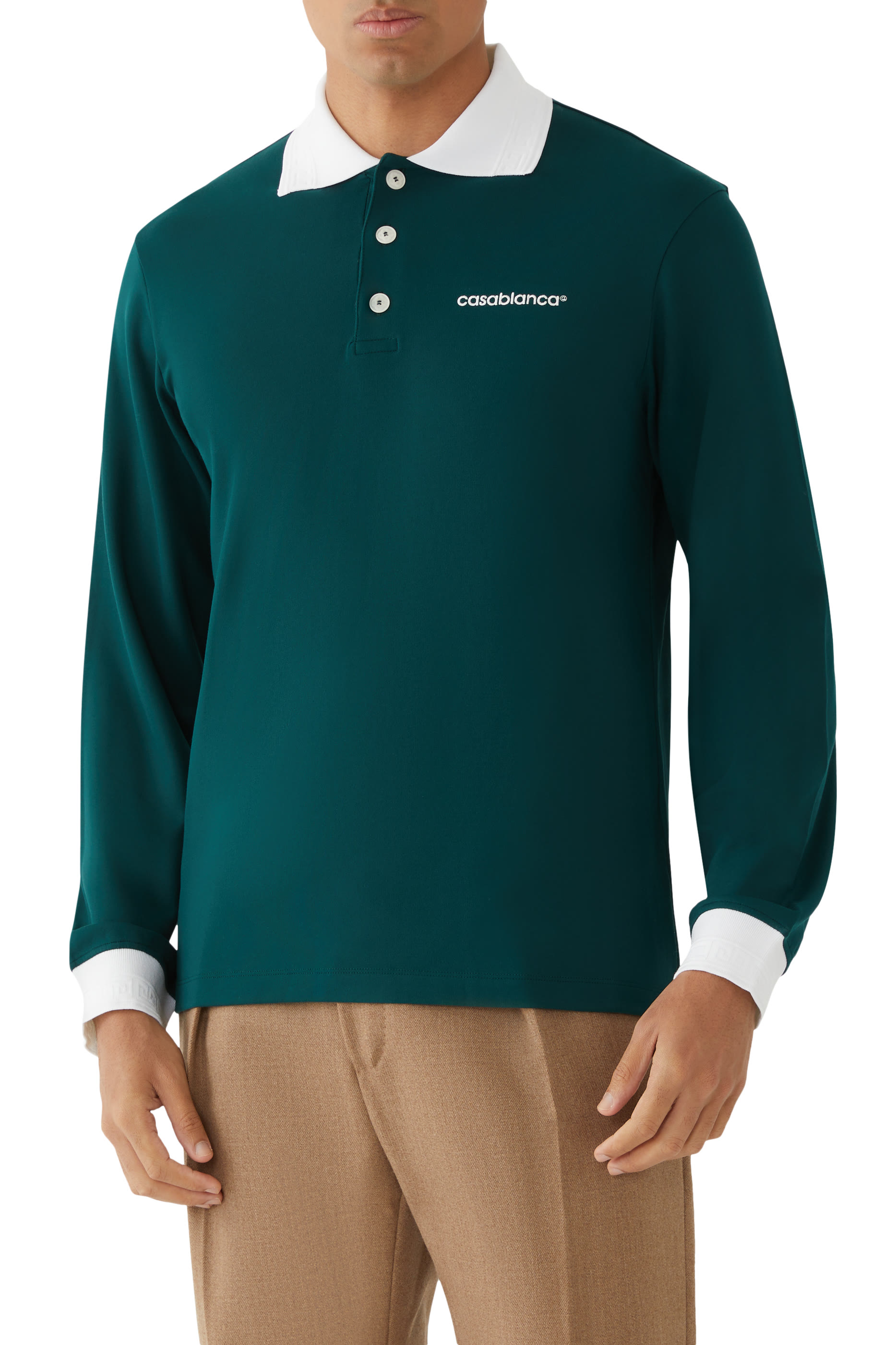 Long Sleeve Viscose Polo Shirt