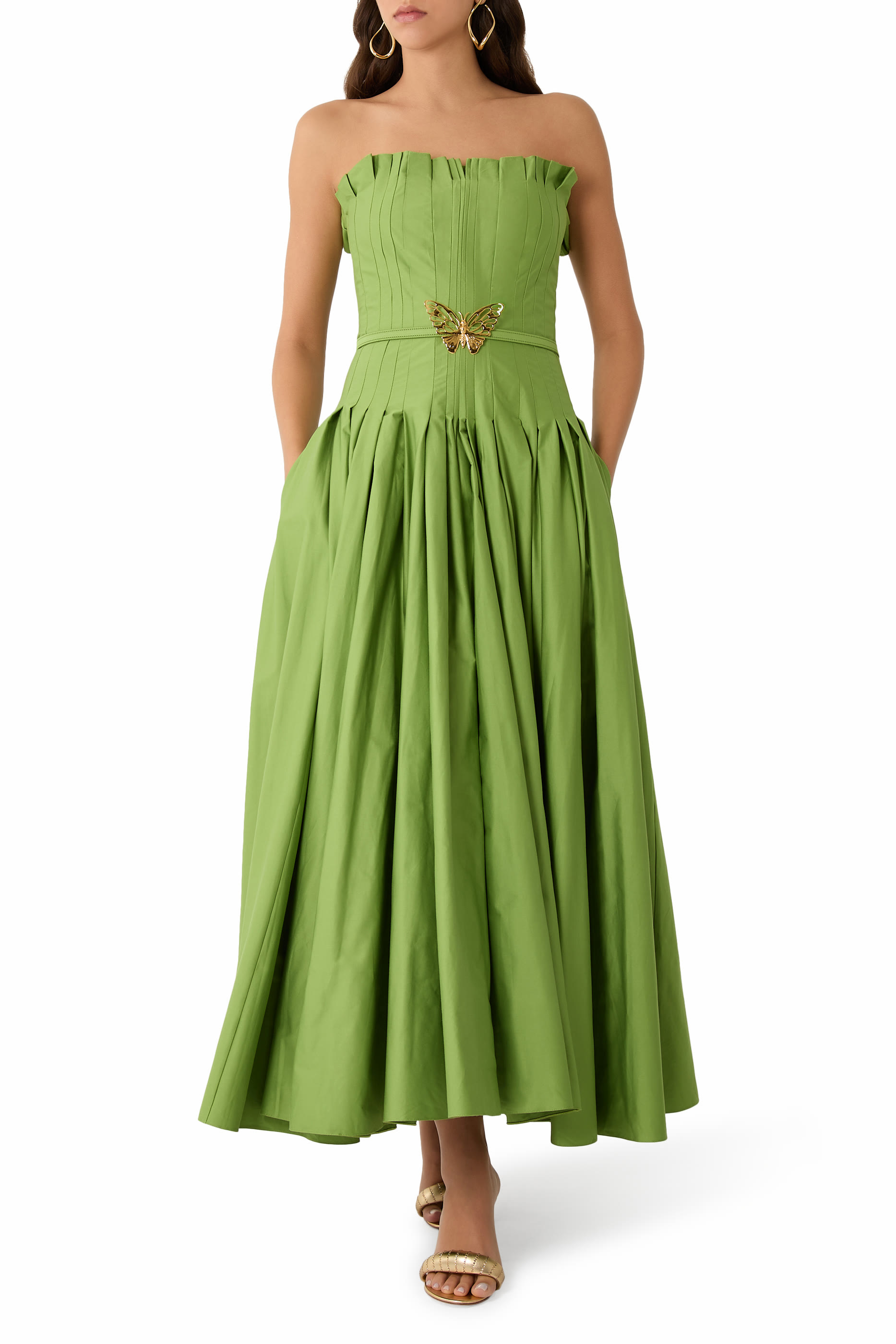 Strapless Cotton Twill Dress