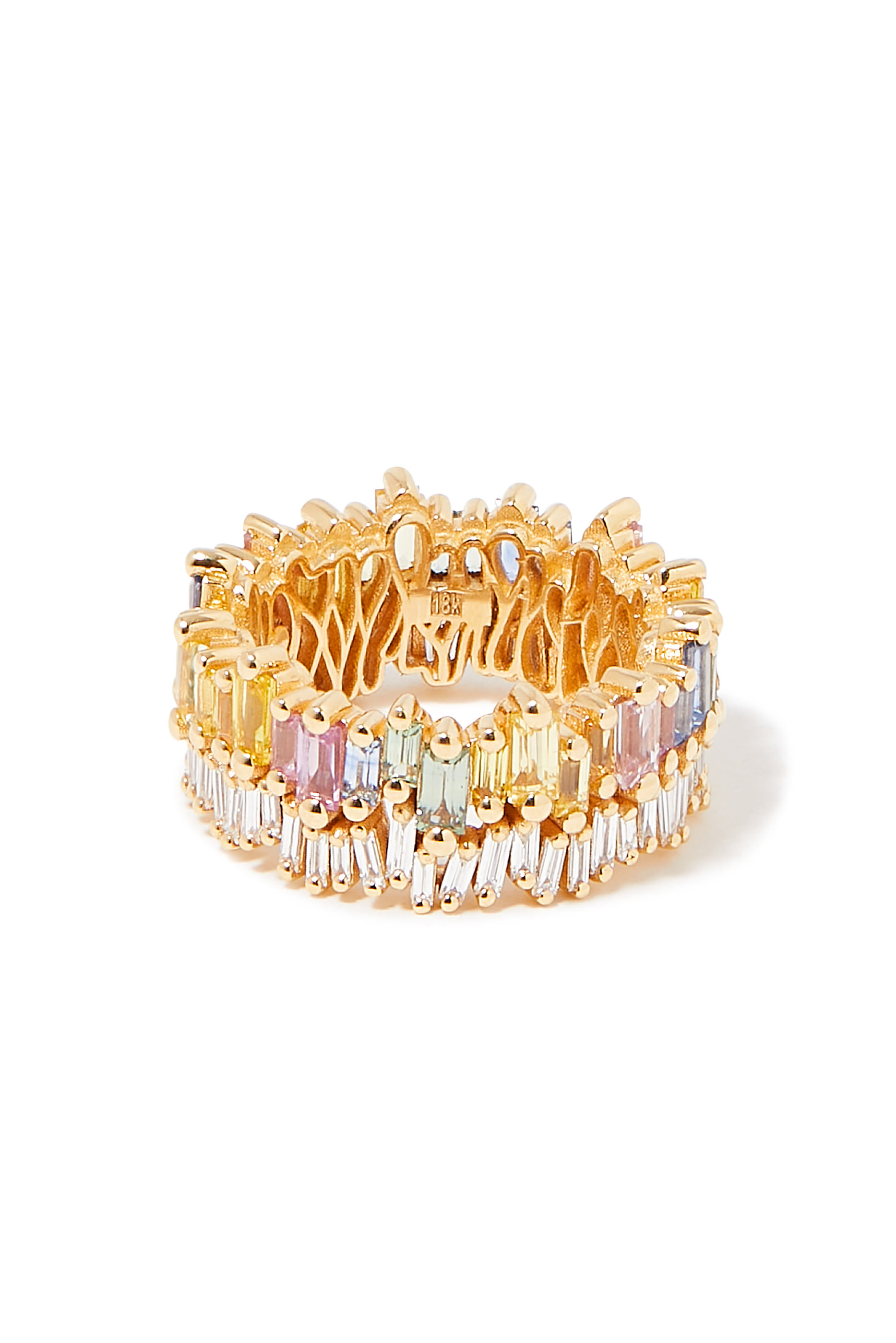 Pastel Sapphire Row Eternity Band, 18K Yellow Gold & Diamonds