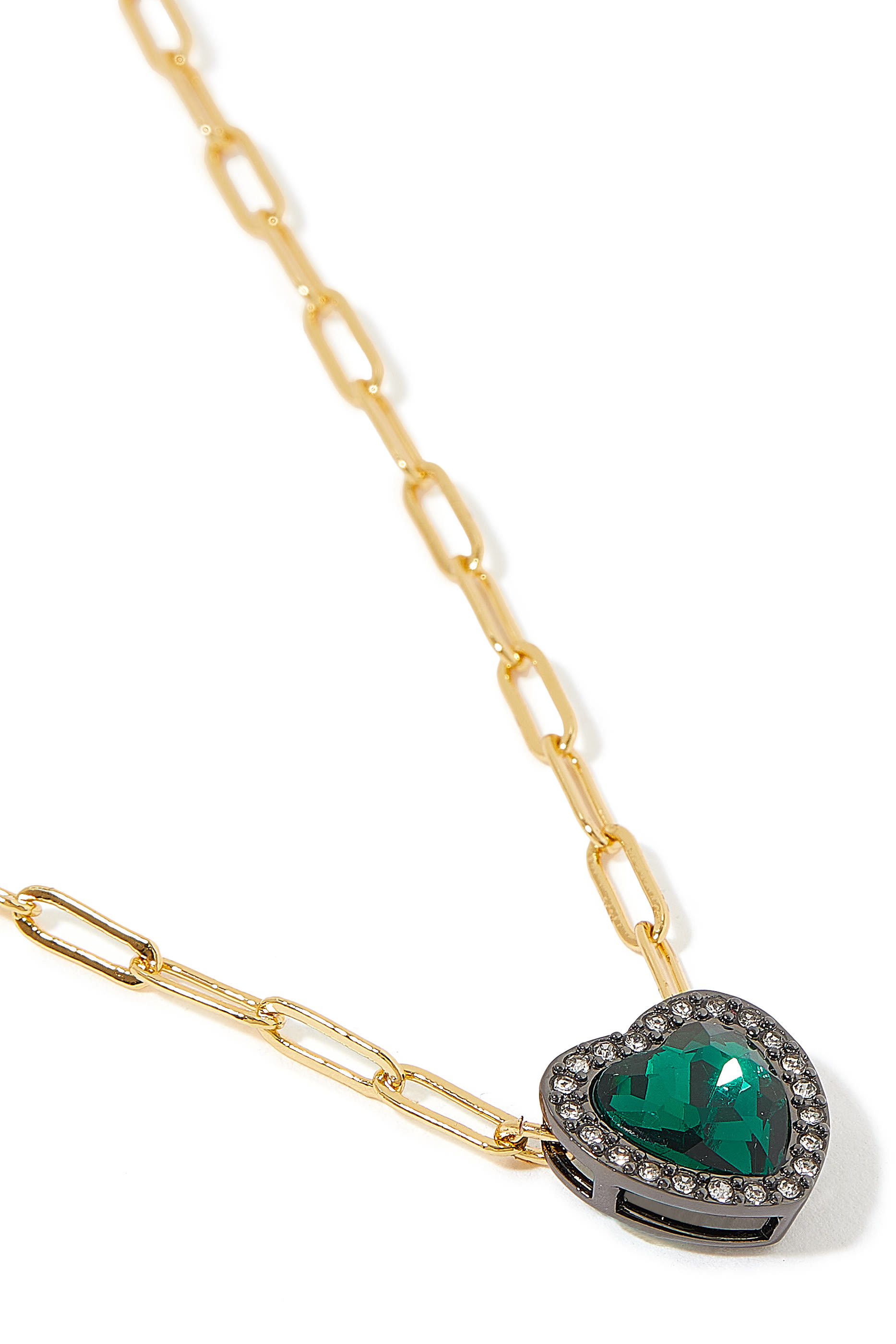 Heart Halo Necklace, Metal & Crystal