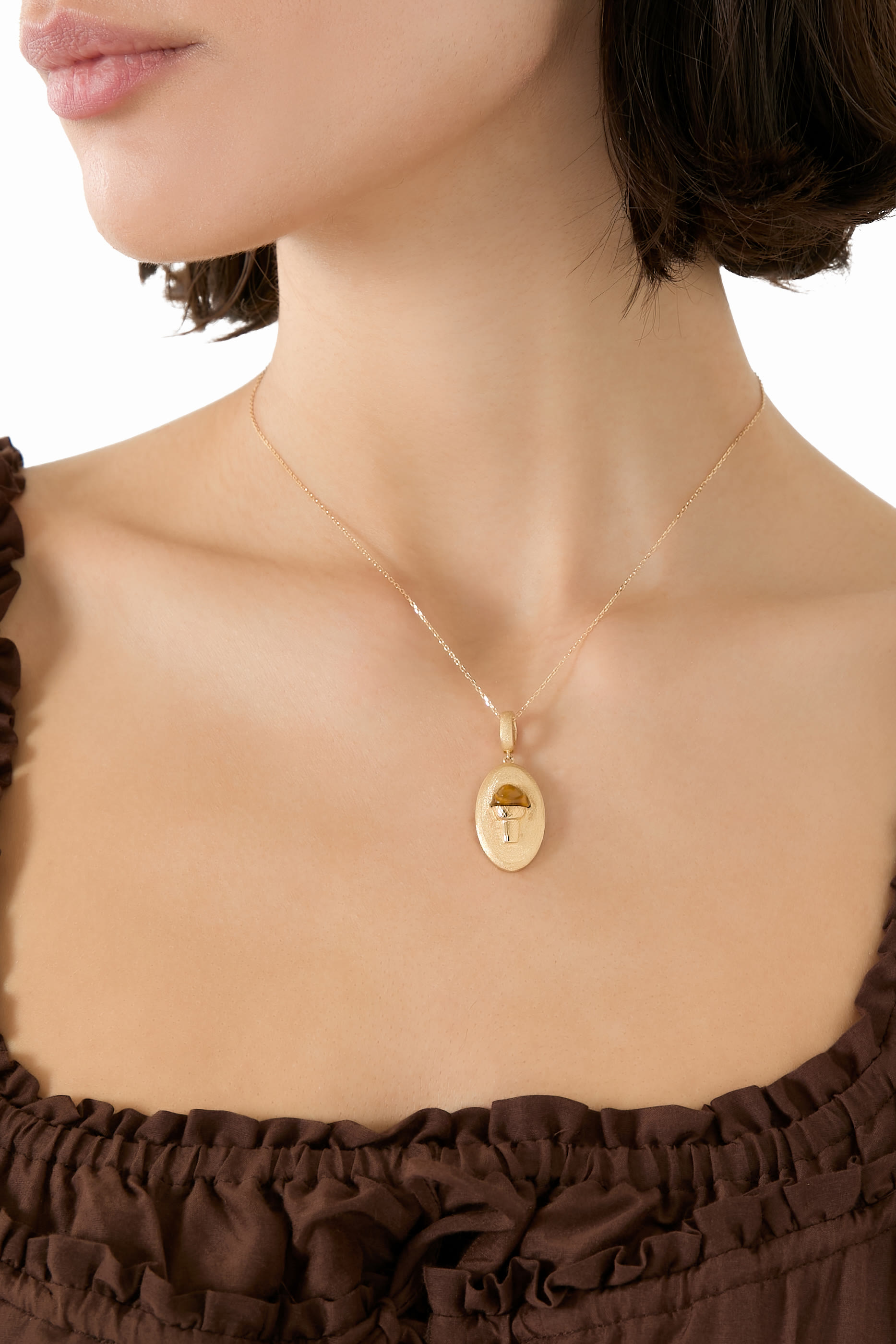 'Ice Cream Cone' Charm, 18k Yellow Gold & Tiger Eye Stone