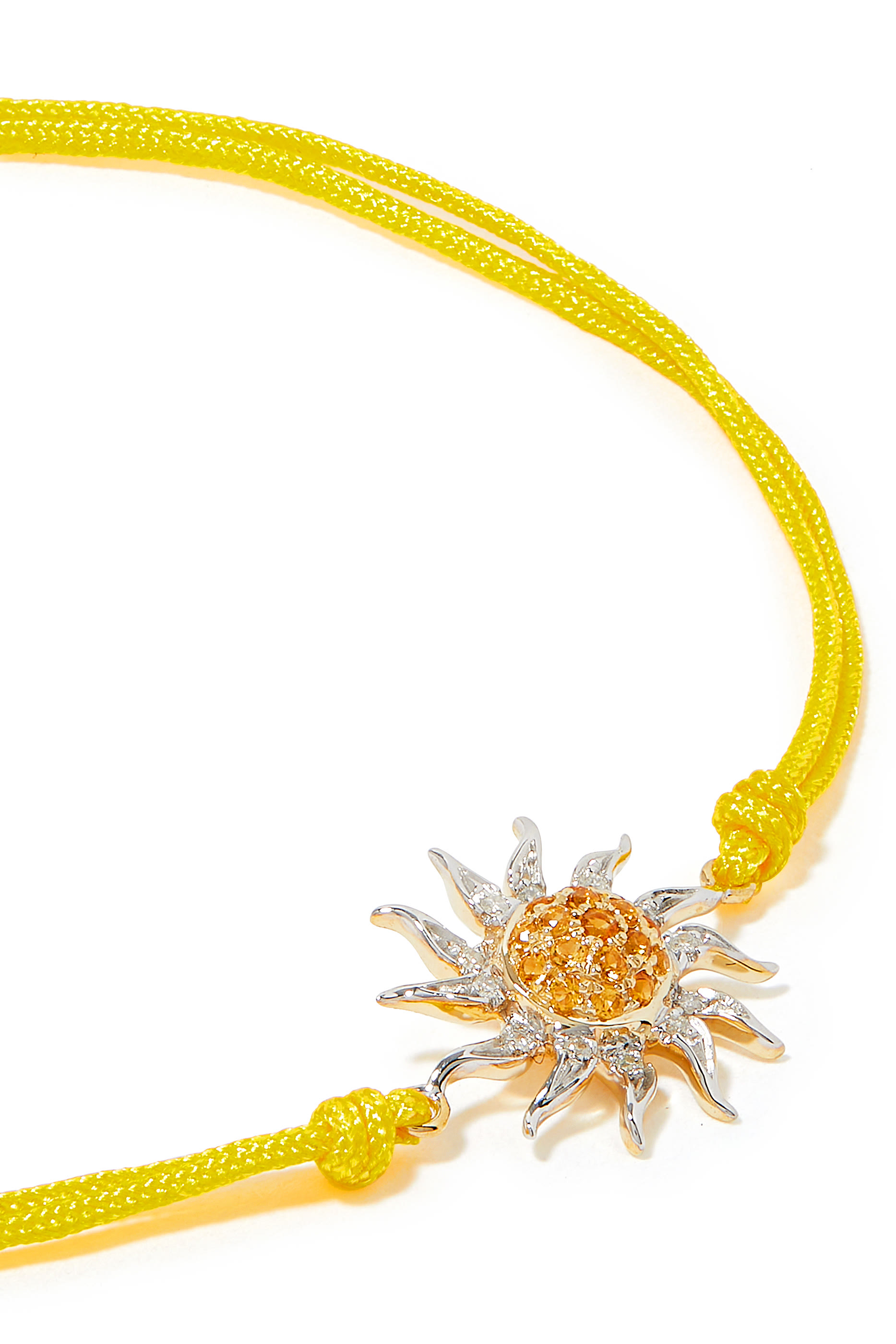 Sun Thread Bracelet, 9k White & Yellow Gold with Diamonds & Citrines